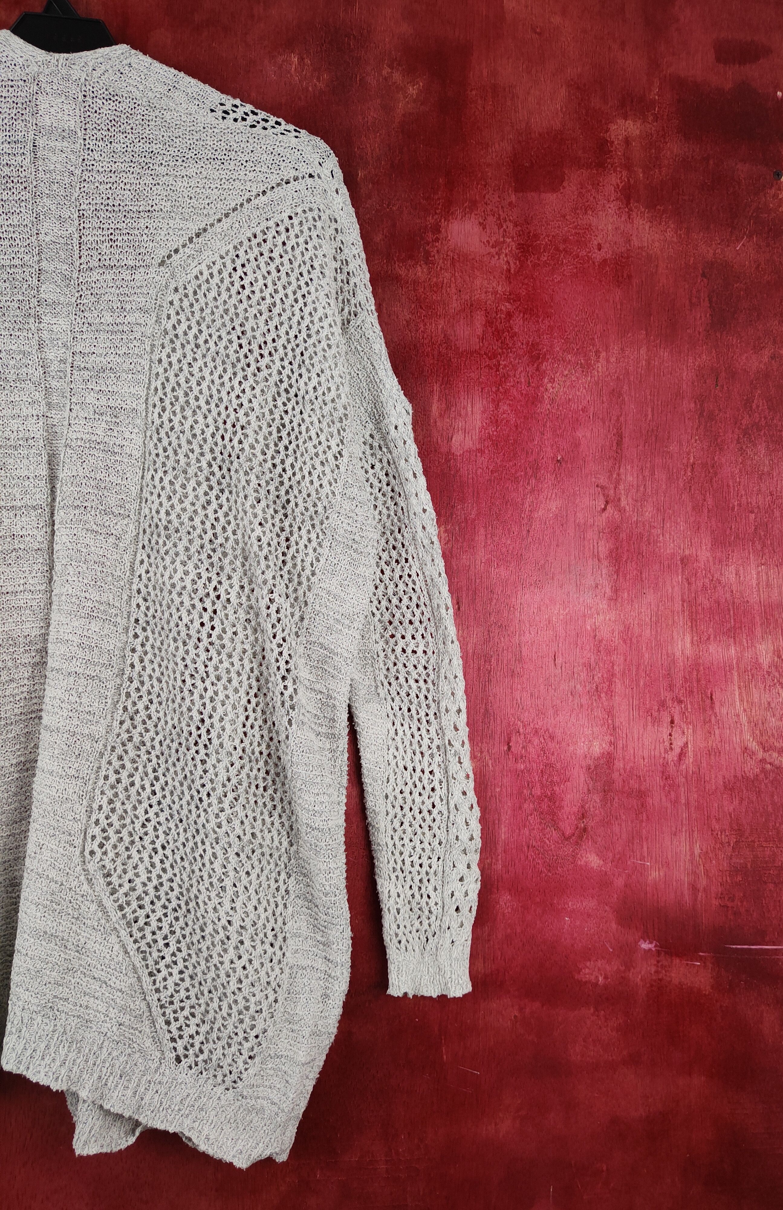Homespun Knitwear Japanese Brand Gray Crochet Meshnet Knitwear Cardigan #S988 Size XL / US 12-14 / IT 48-50 - 9 Thumbnail