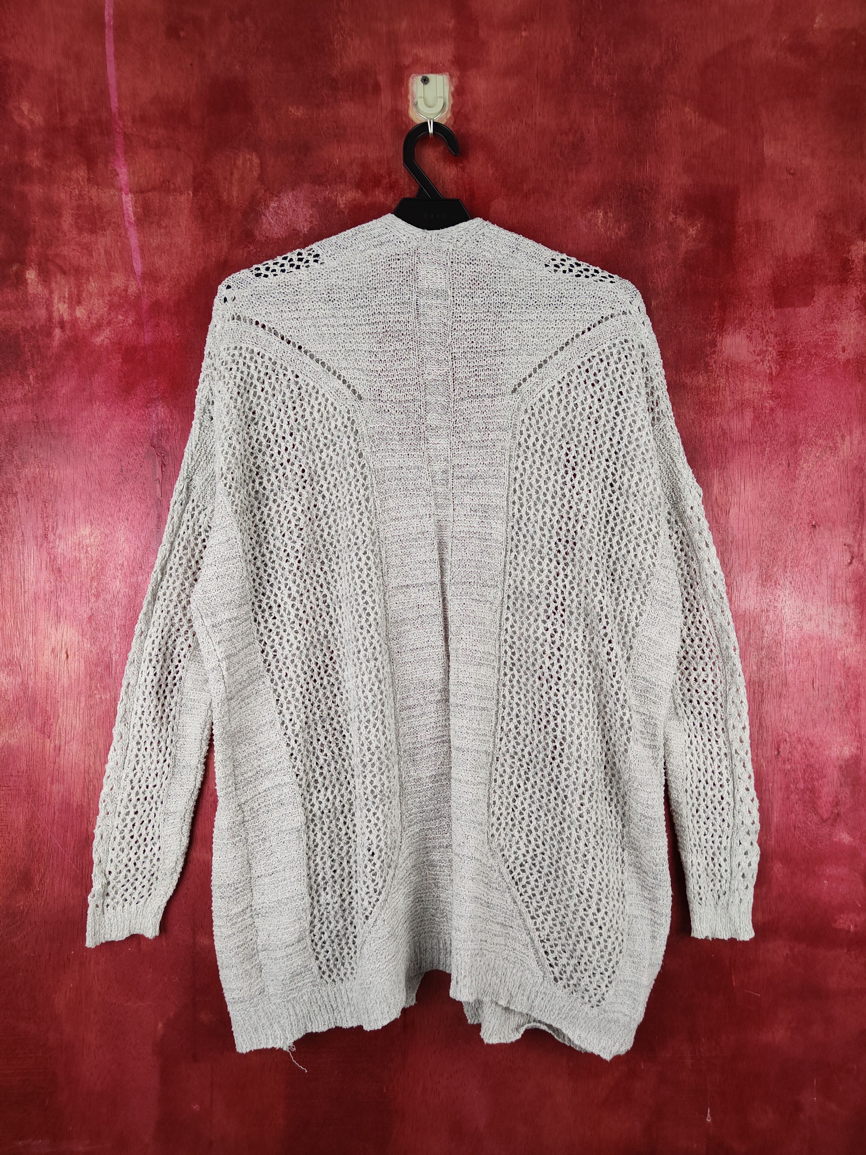 Homespun Knitwear Japanese Brand Gray Crochet Meshnet Knitwear Cardigan #S988 Size XL / US 12-14 / IT 48-50 - 7 Thumbnail