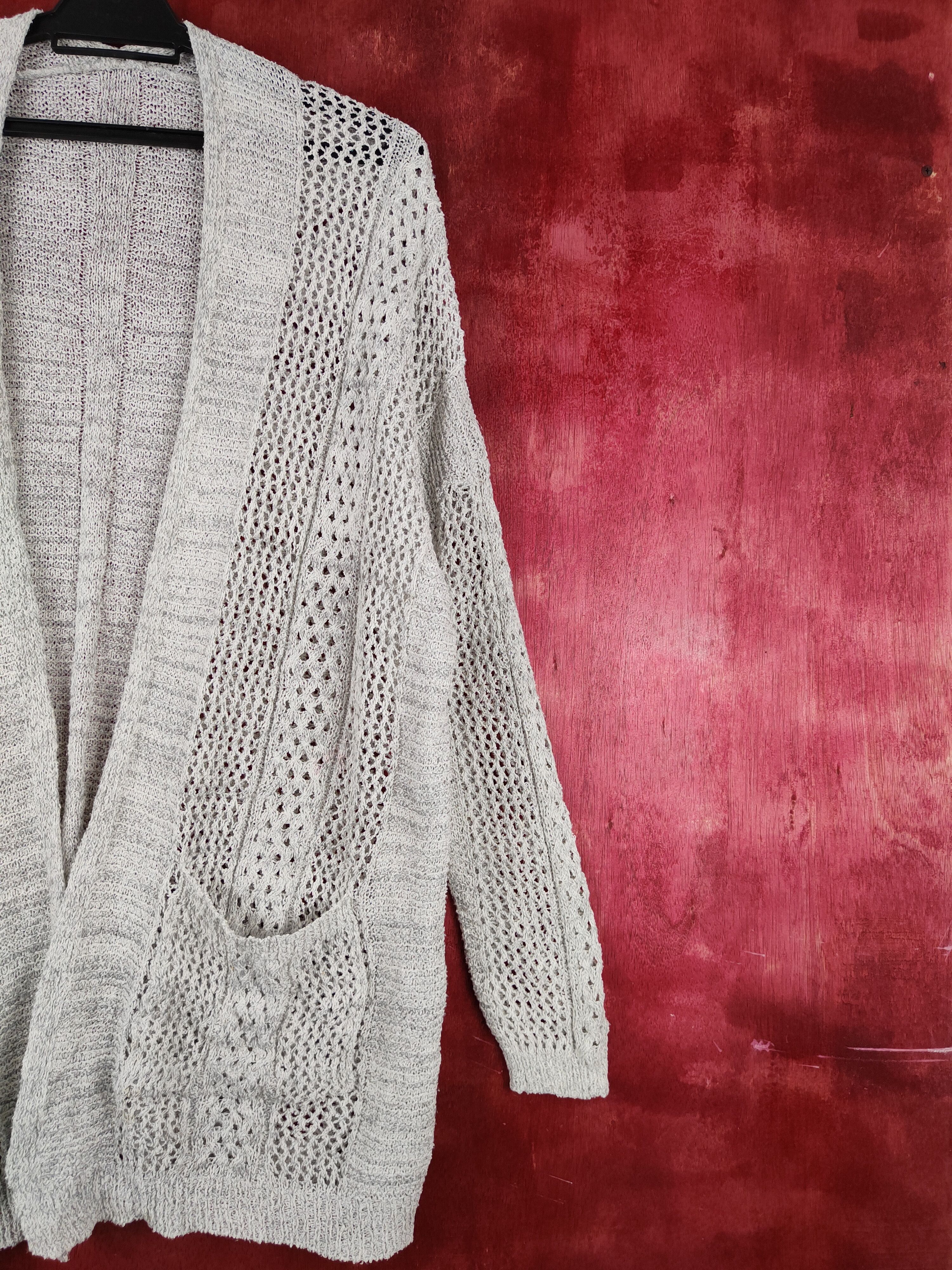 Homespun Knitwear Japanese Brand Gray Crochet Meshnet Knitwear Cardigan #S988 Size XL / US 12-14 / IT 48-50 - 5 Thumbnail