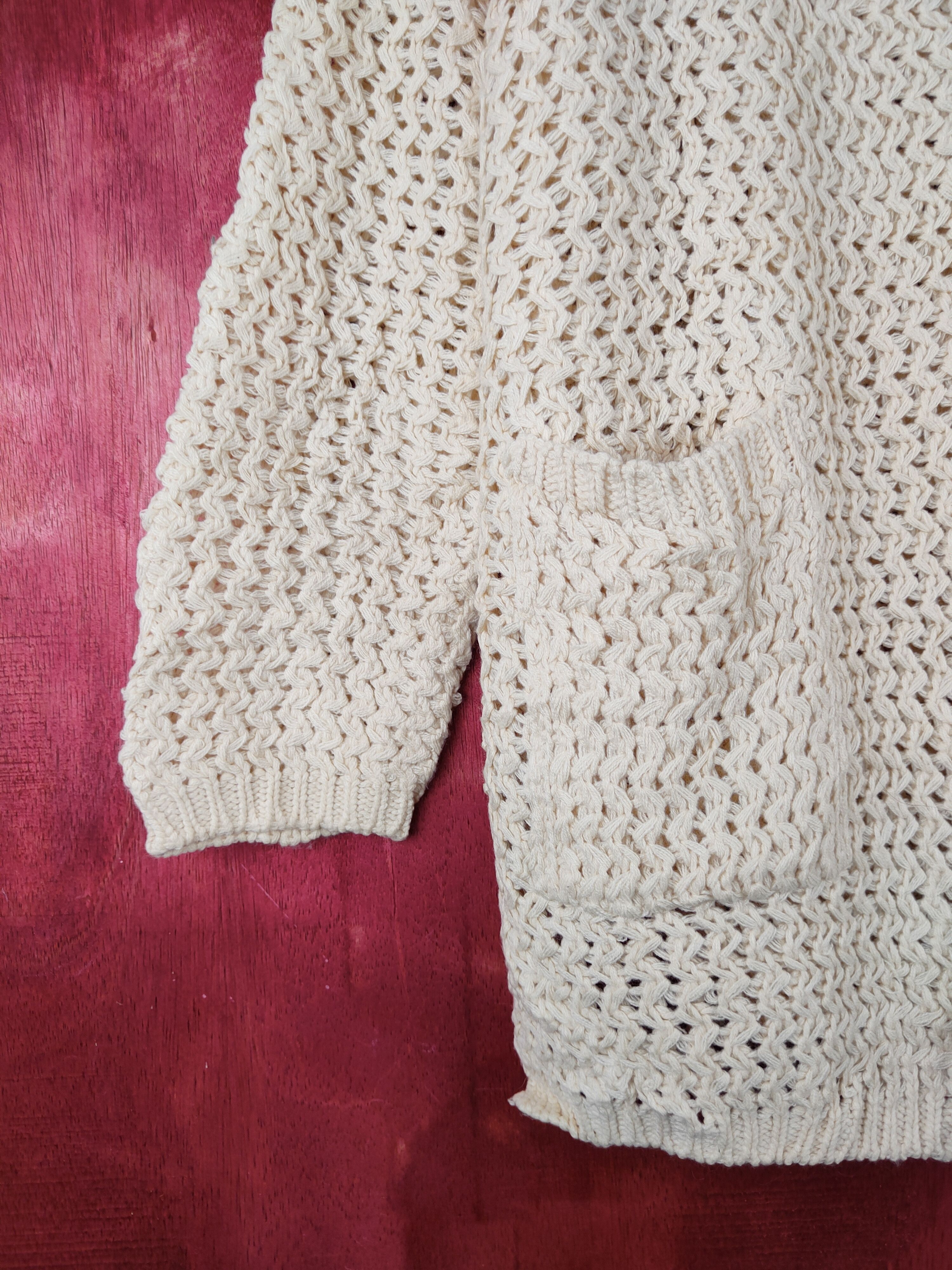 Grailed Japanese Brand Cream Crochet Meshnet Knitwear Cardigan #S990 Size XL / US 12-14 / IT 48-50 - 4 Thumbnail