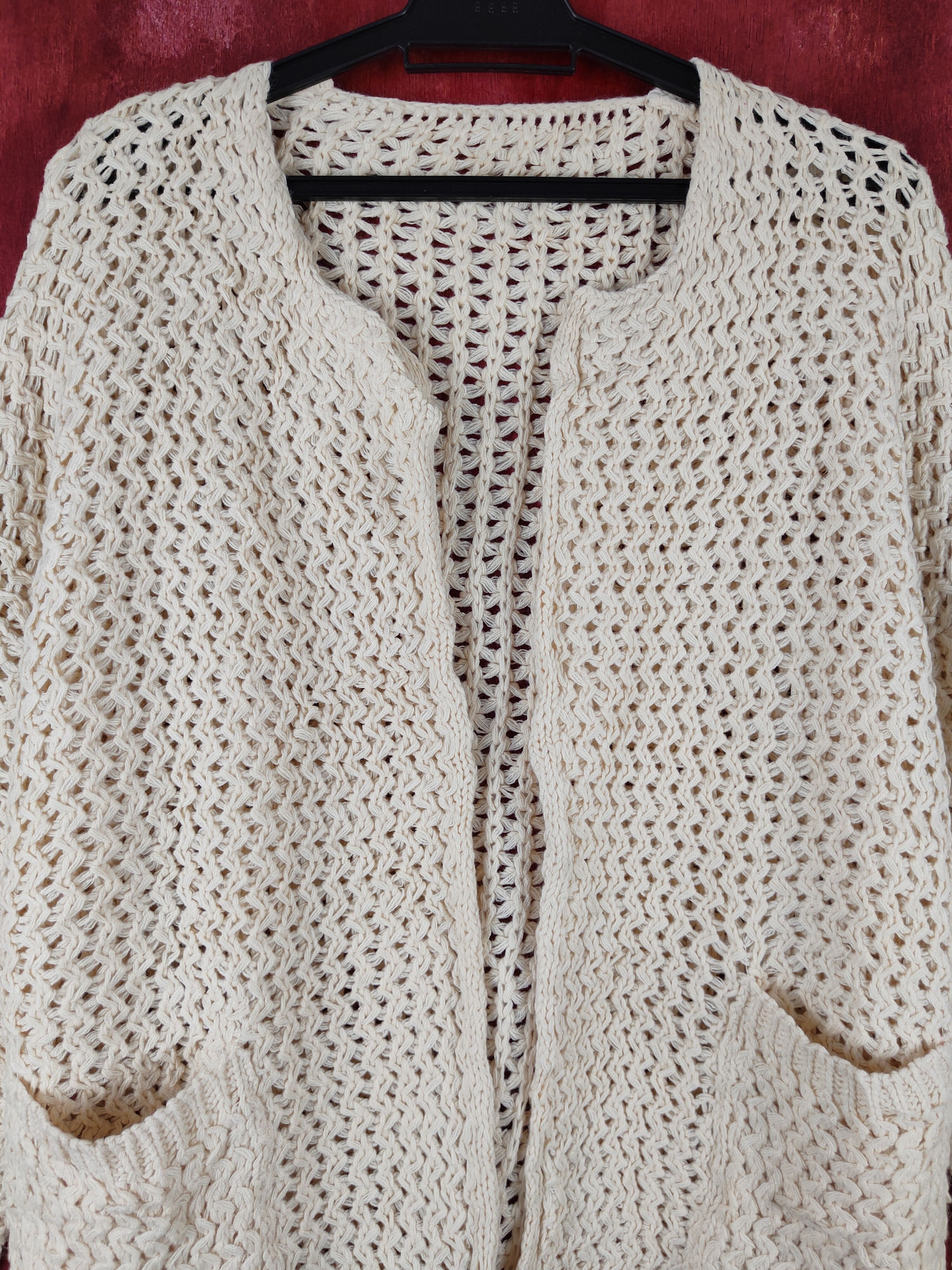 Grailed Japanese Brand Cream Crochet Meshnet Knitwear Cardigan #S990 Size XL / US 12-14 / IT 48-50 - 2 Thumbnail