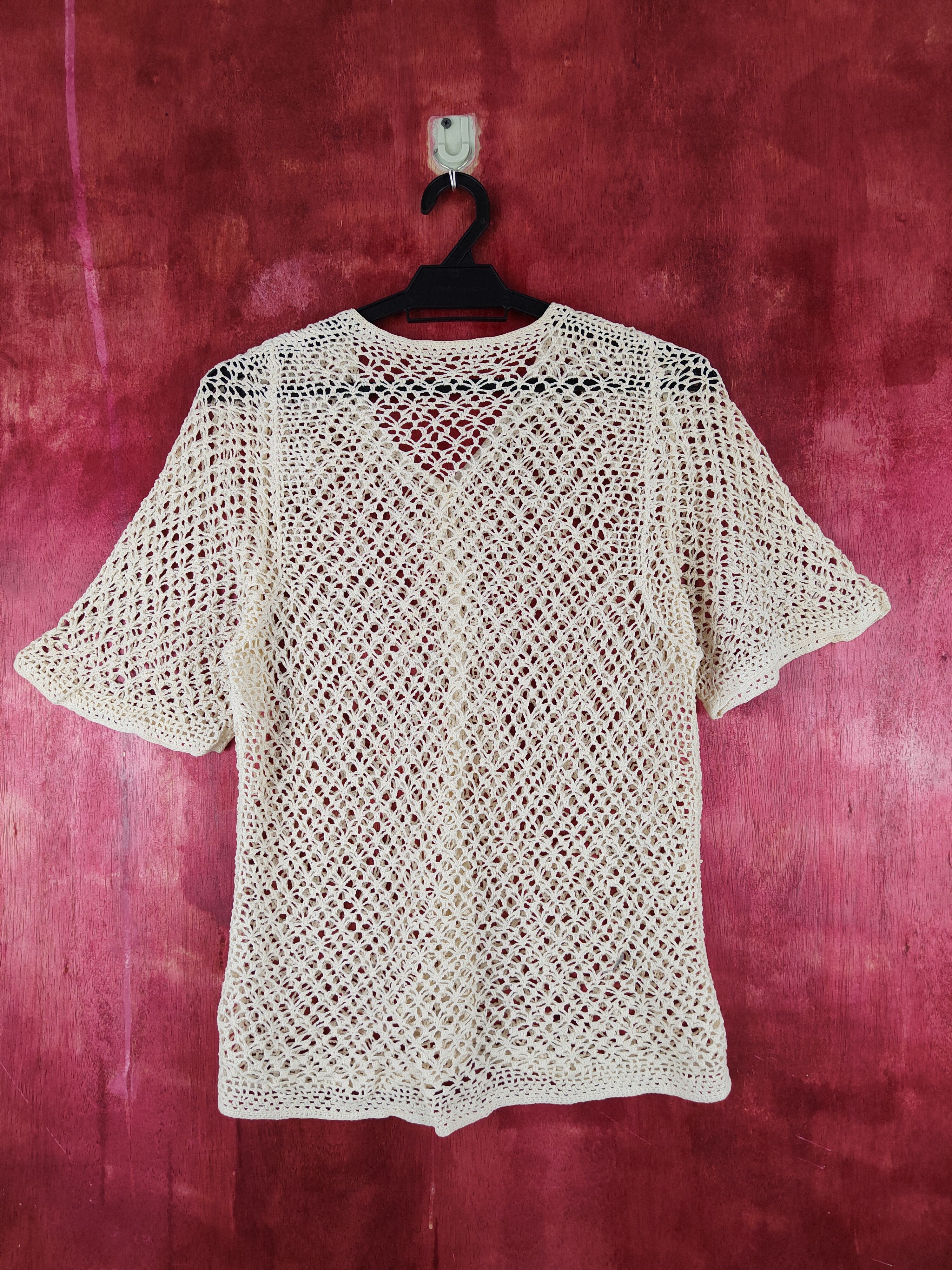Hypebeast Japanese Brand Cream Crochet Meshnet shirt #S997 Size S / US 4 / IT 40 - 7 Thumbnail