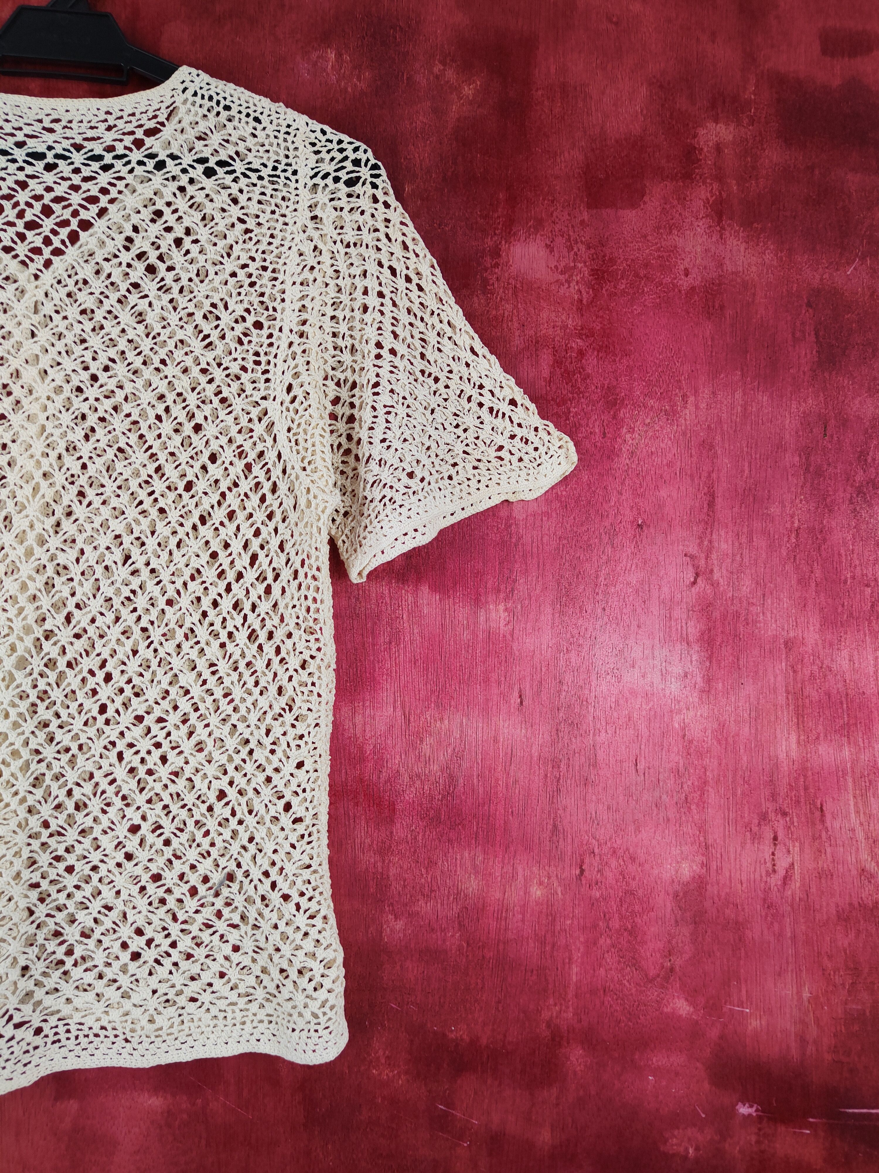Hypebeast Japanese Brand Cream Crochet Meshnet shirt #S997 Size S / US 4 / IT 40 - 9 Thumbnail