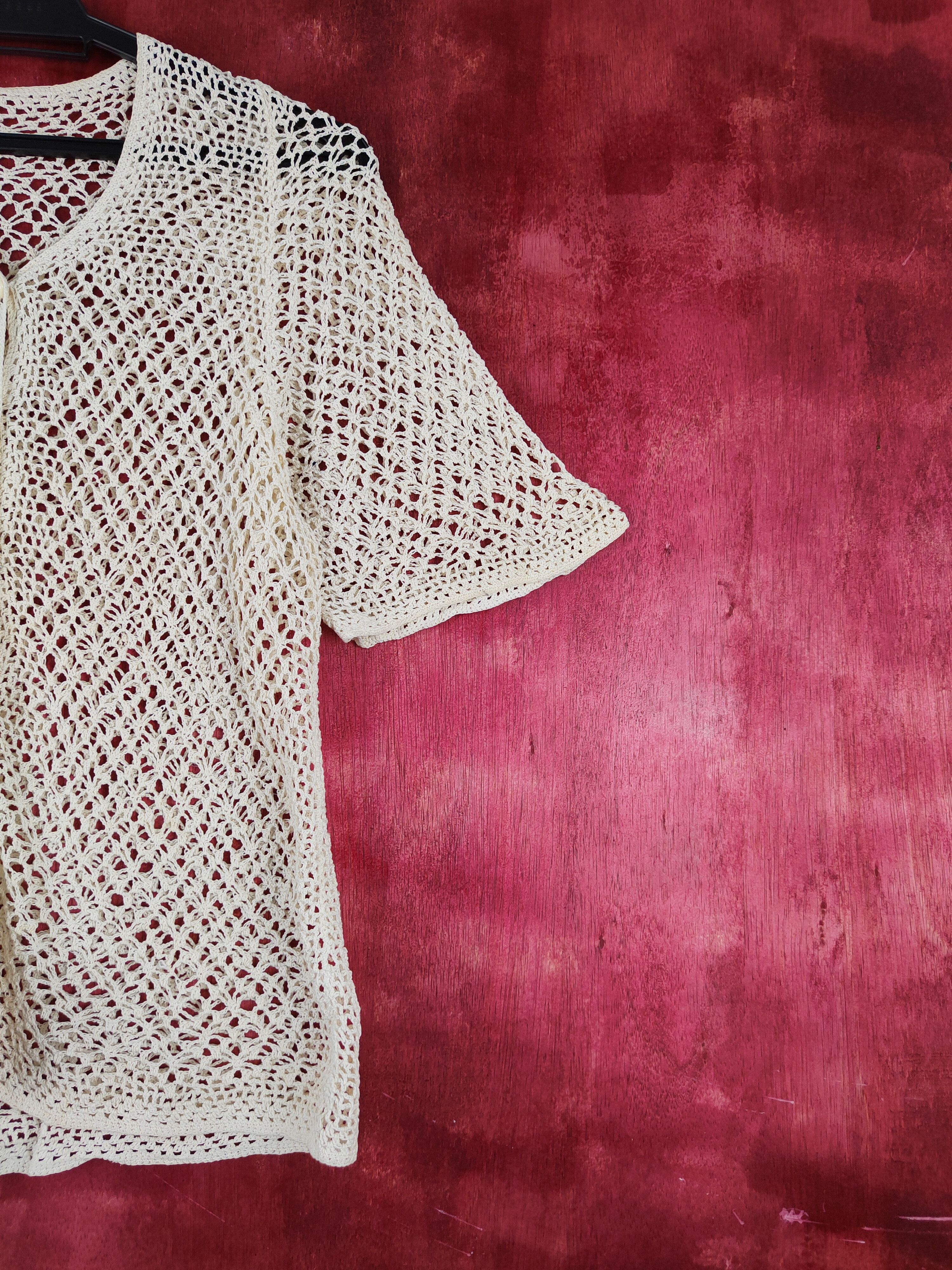 Hypebeast Japanese Brand Cream Crochet Meshnet shirt #S997 Size S / US 4 / IT 40 - 5 Thumbnail