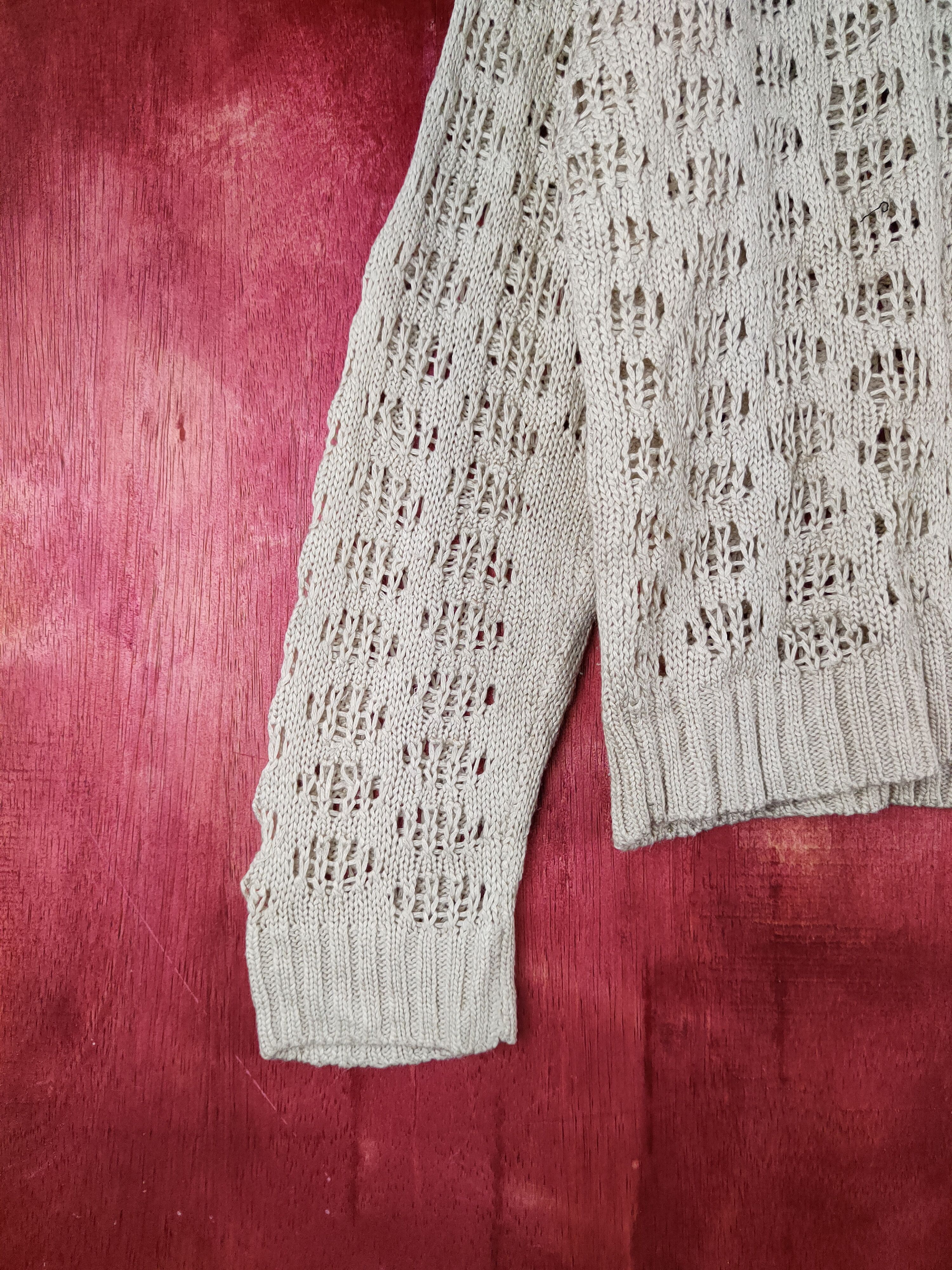 Homespun Knitwear Ally Beige Crochet Meshnet Knitwear Sweatshirt #S999 Size M / US 6-8 / IT 42-44 - 4 Thumbnail