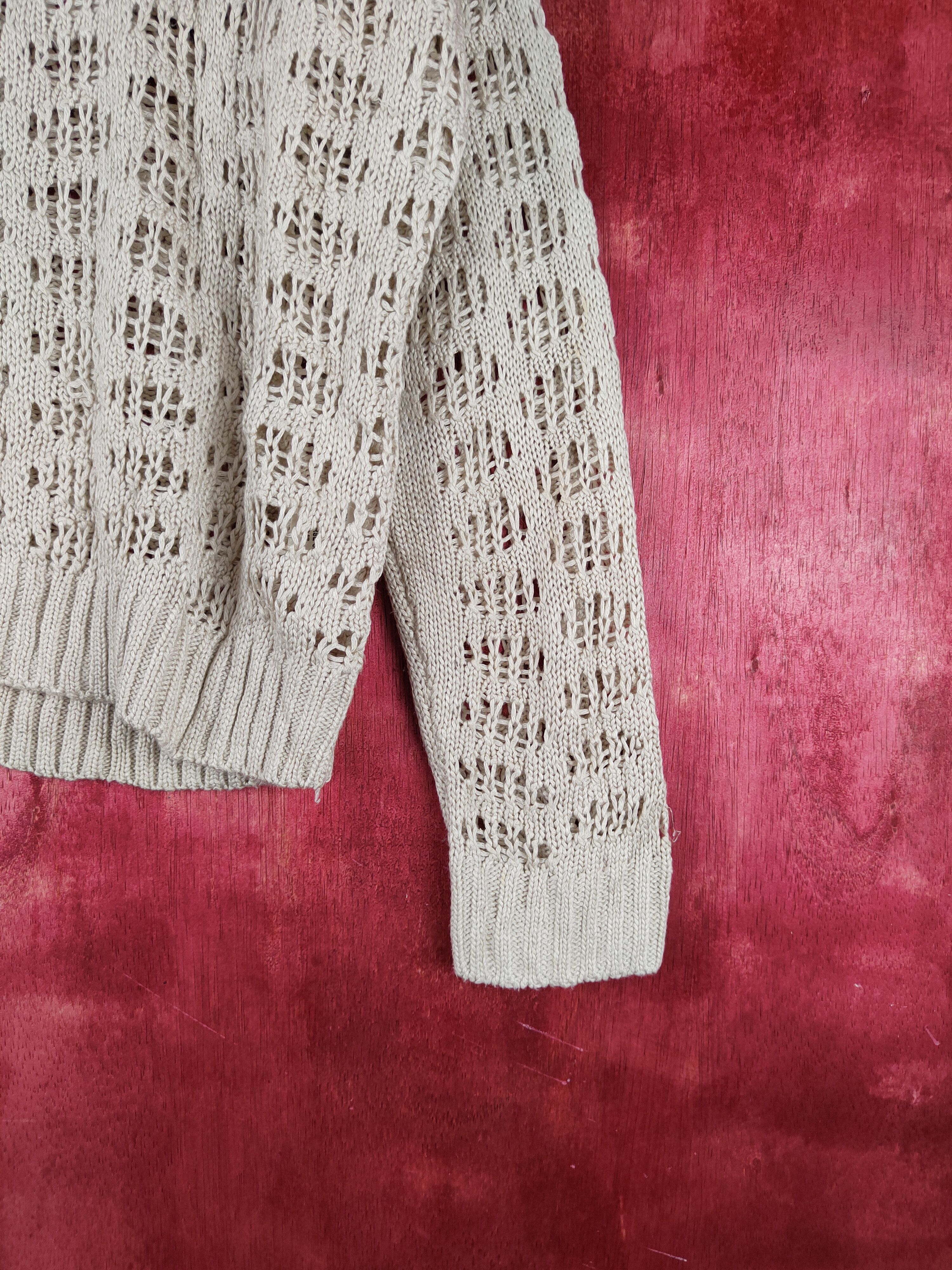 Homespun Knitwear Ally Beige Crochet Meshnet Knitwear Sweatshirt #S999 Size M / US 6-8 / IT 42-44 - 6 Thumbnail
