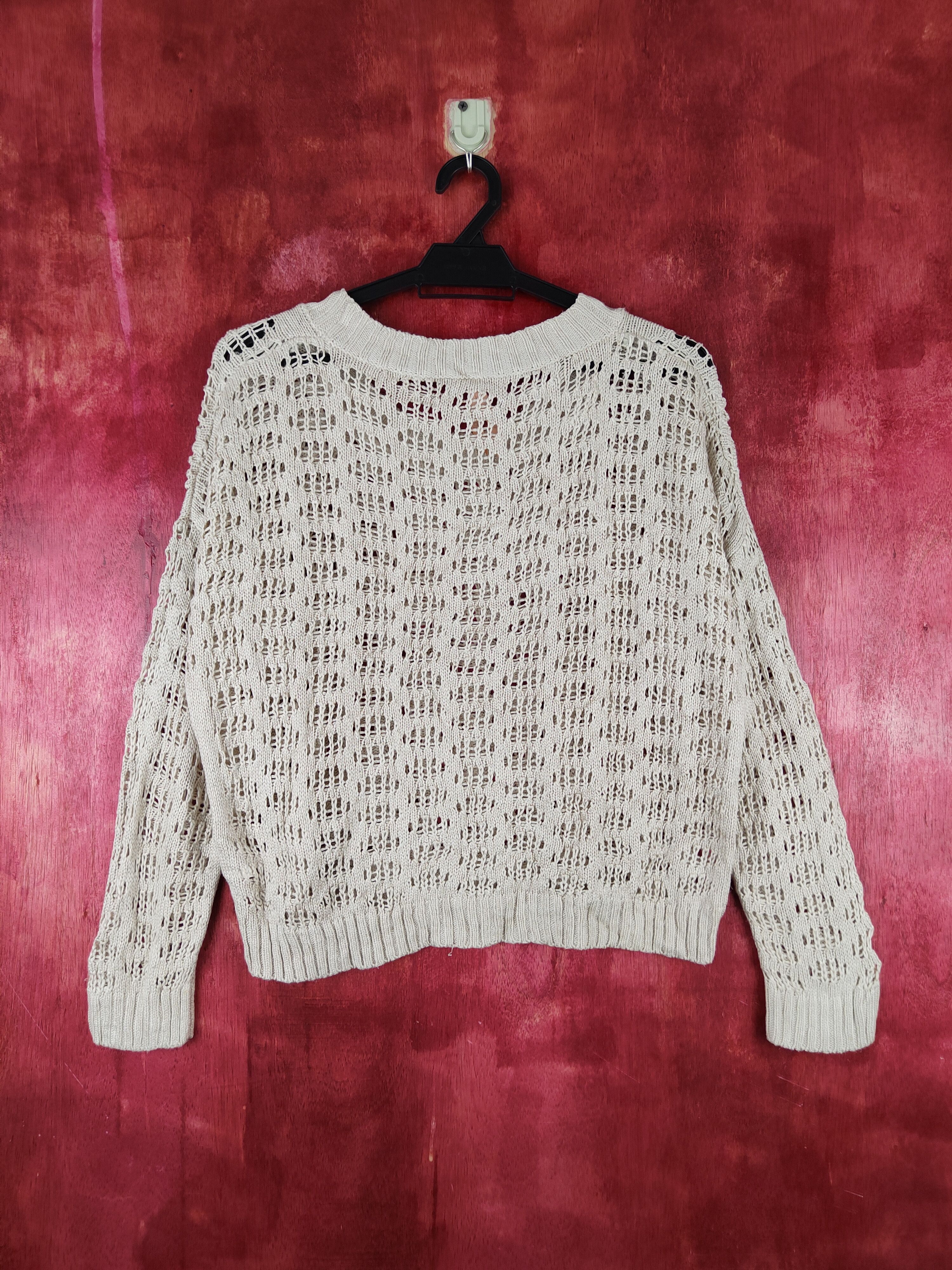 Homespun Knitwear Ally Beige Crochet Meshnet Knitwear Sweatshirt #S999 Size M / US 6-8 / IT 42-44 - 7 Thumbnail
