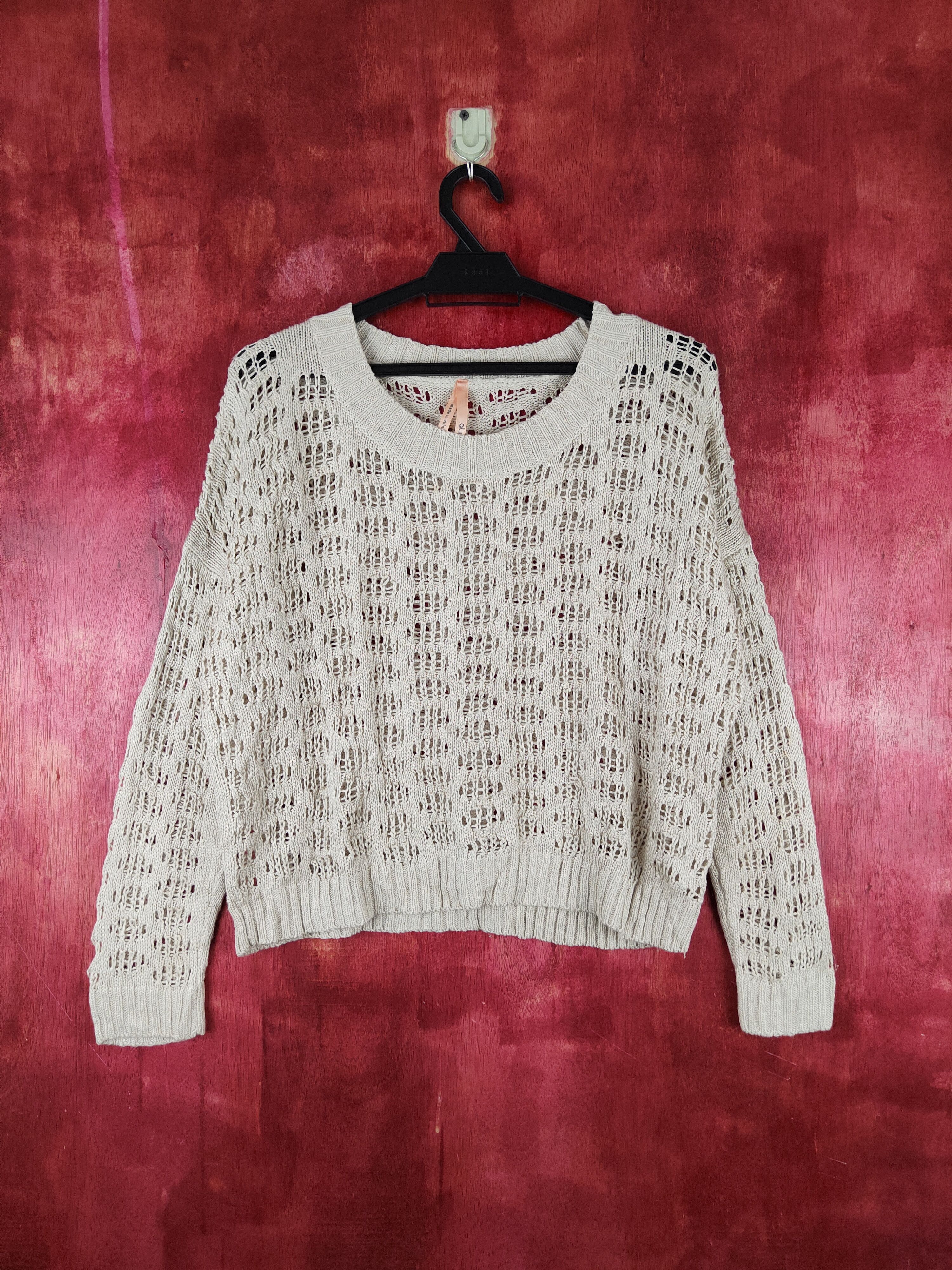 image of Grail x Homespun Knitwear Ally Beige Crochet Meshnet Knitwear Sweatshirt S999, Women's (Size Medium