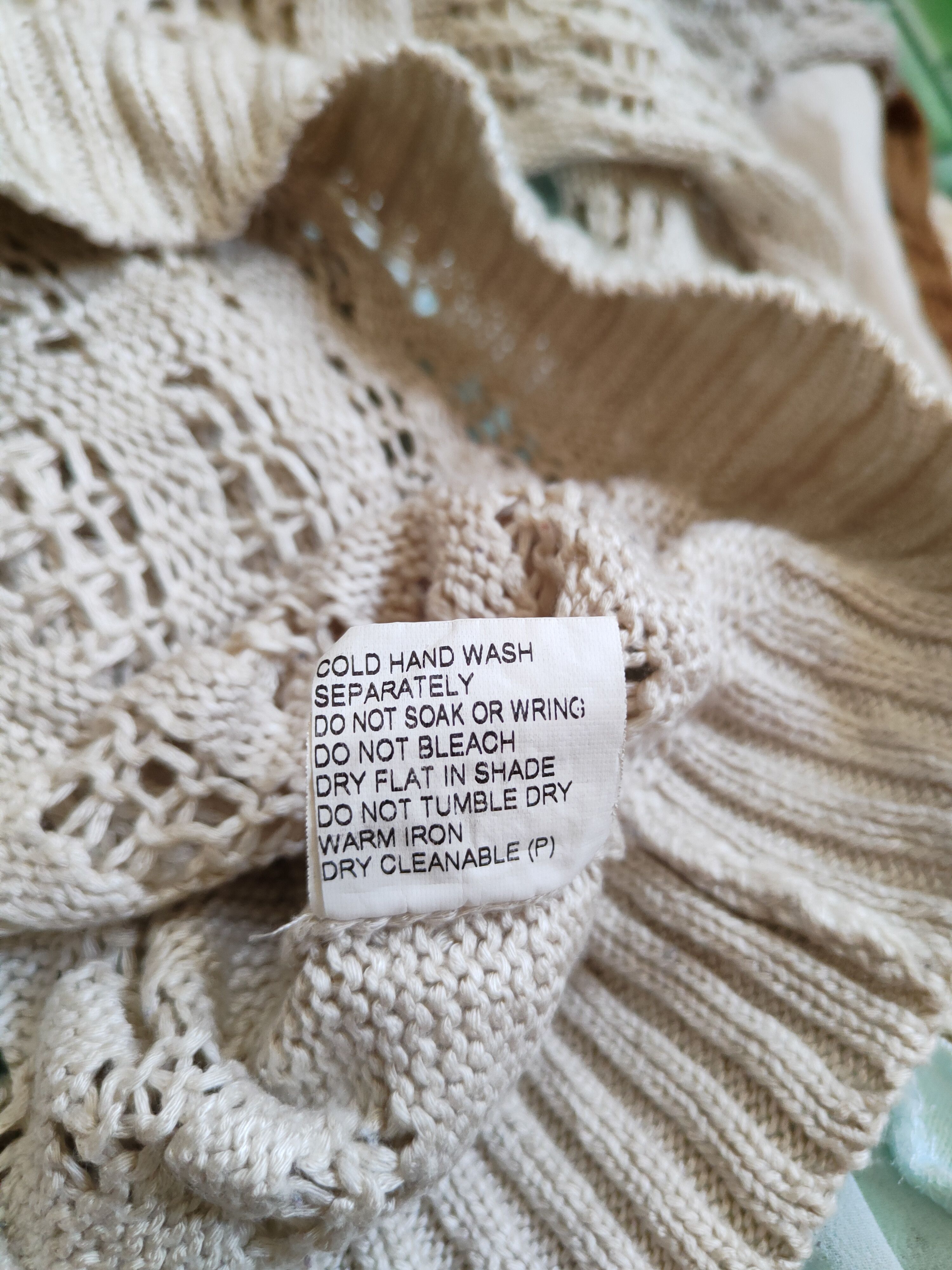 Homespun Knitwear Ally Beige Crochet Meshnet Knitwear Sweatshirt #S999 Size M / US 6-8 / IT 42-44 - 10 Thumbnail