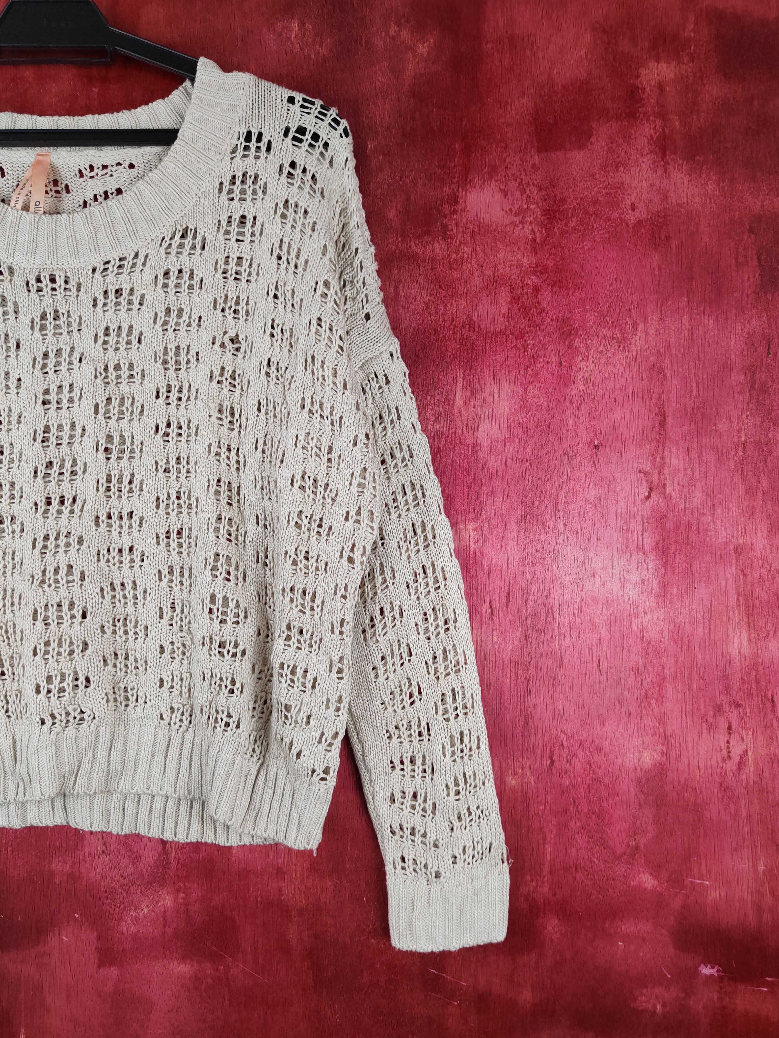 Homespun Knitwear Ally Beige Crochet Meshnet Knitwear Sweatshirt #S999 Size M / US 6-8 / IT 42-44 - 5 Thumbnail