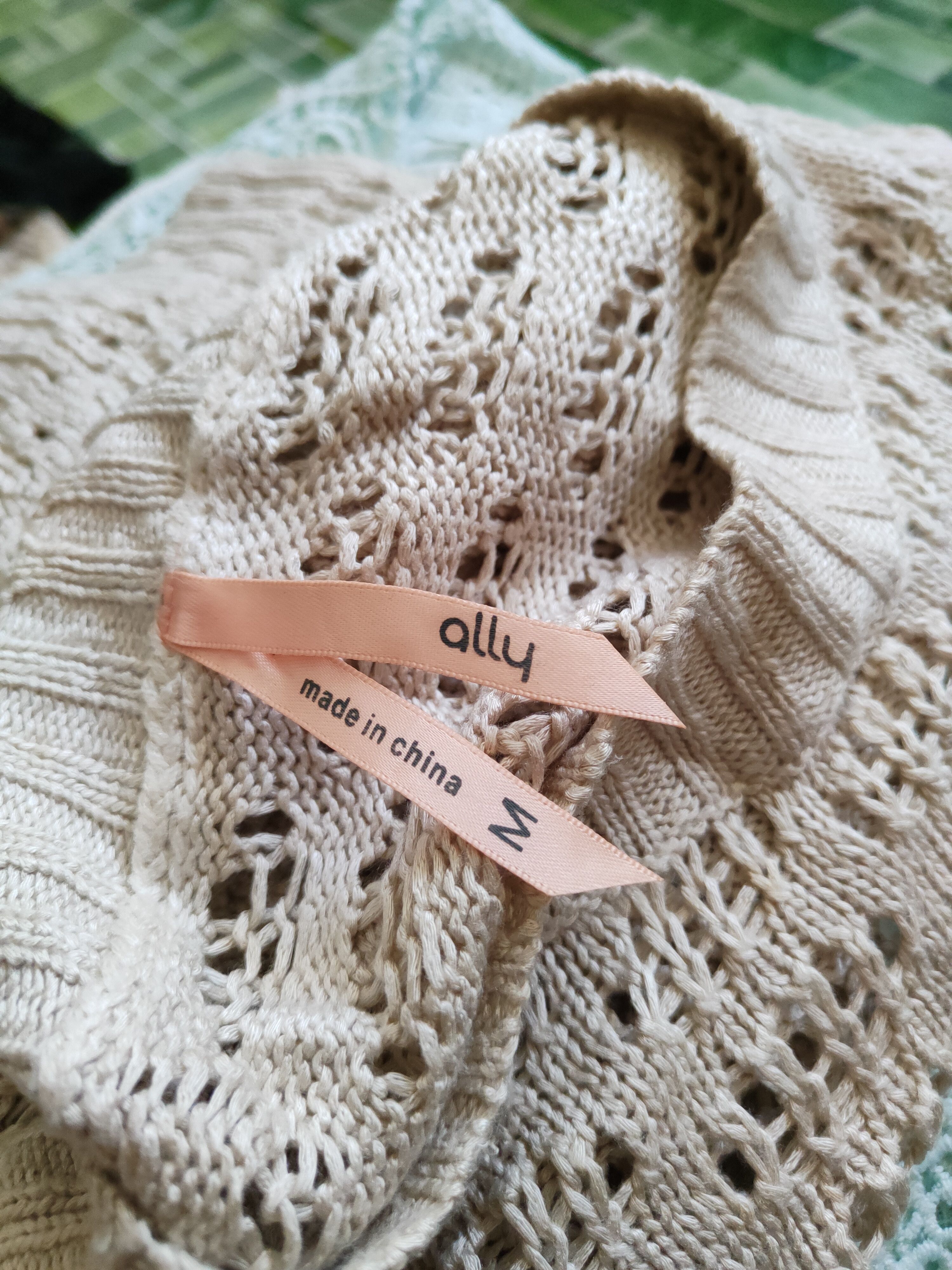Homespun Knitwear Ally Beige Crochet Meshnet Knitwear Sweatshirt #S999 Size M / US 6-8 / IT 42-44 - 11 Thumbnail