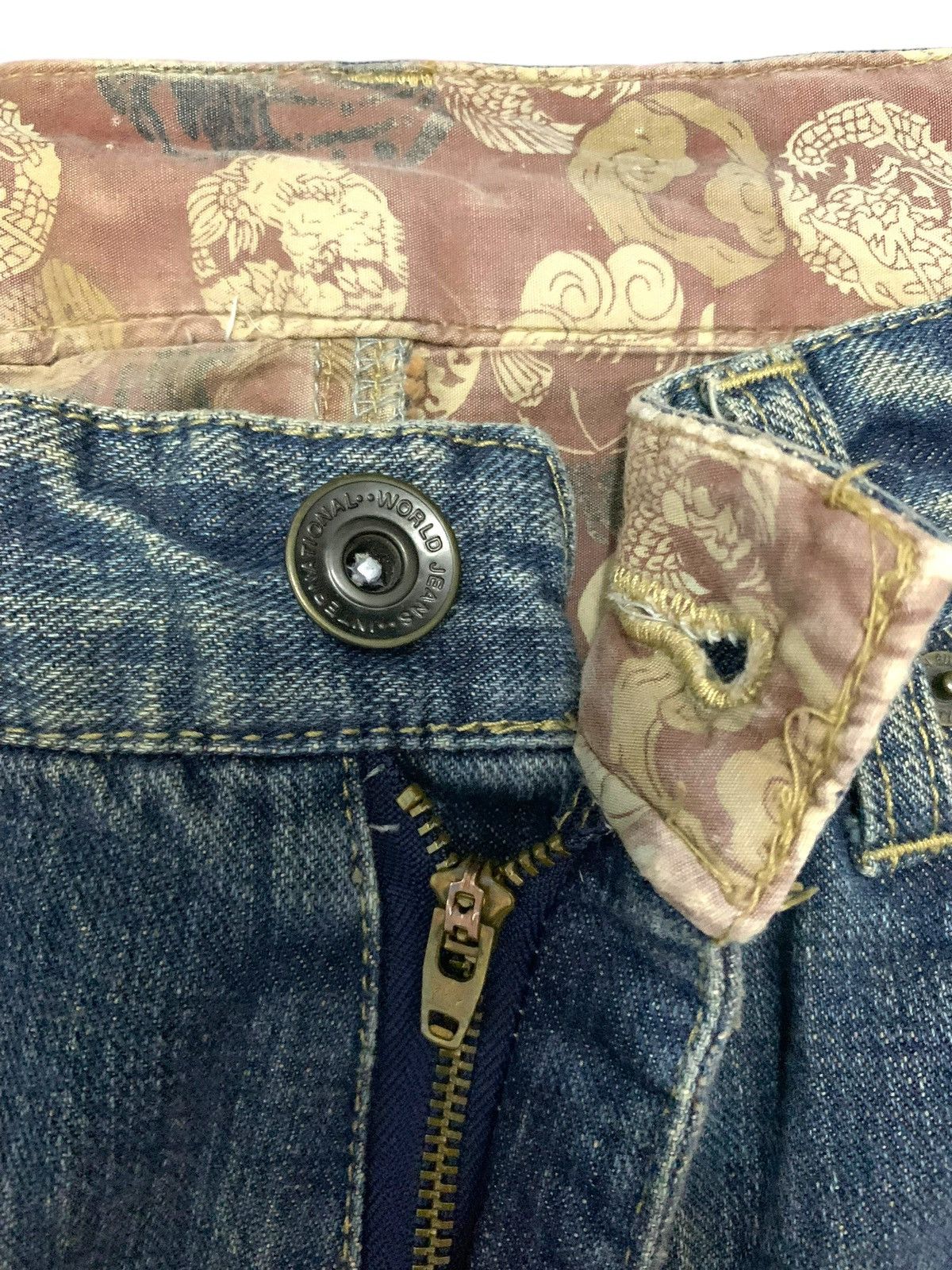Japanese Brand Vintage 90s Sugoi Fish Koi Kaihara Jeans Size US 31 - 8 Thumbnail