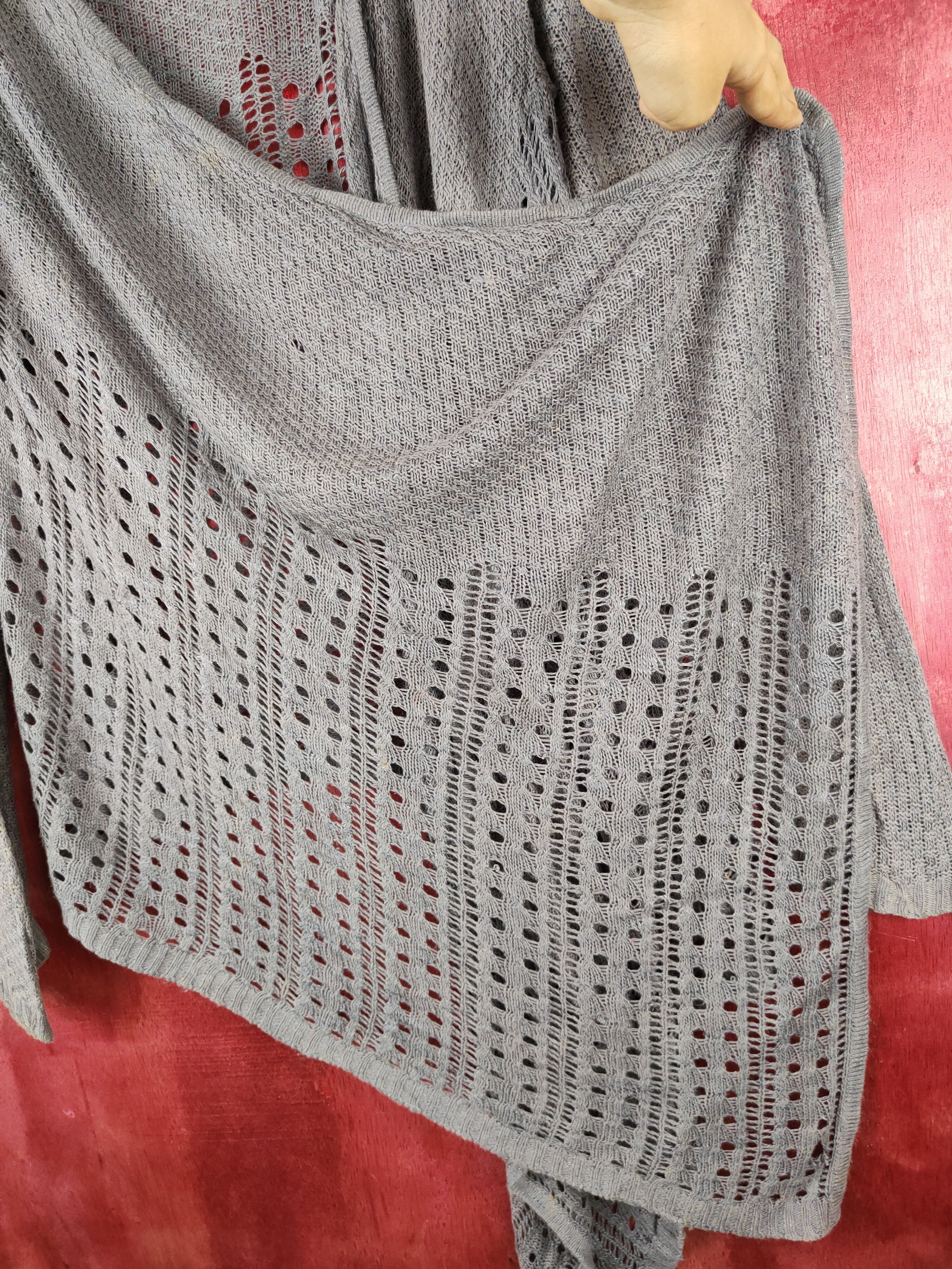 Japanese Brand Japanese Brand Dark Gray Crochet Meshnet Cardigan #S1006 Size L / US 10 / IT 46 - 3 Thumbnail