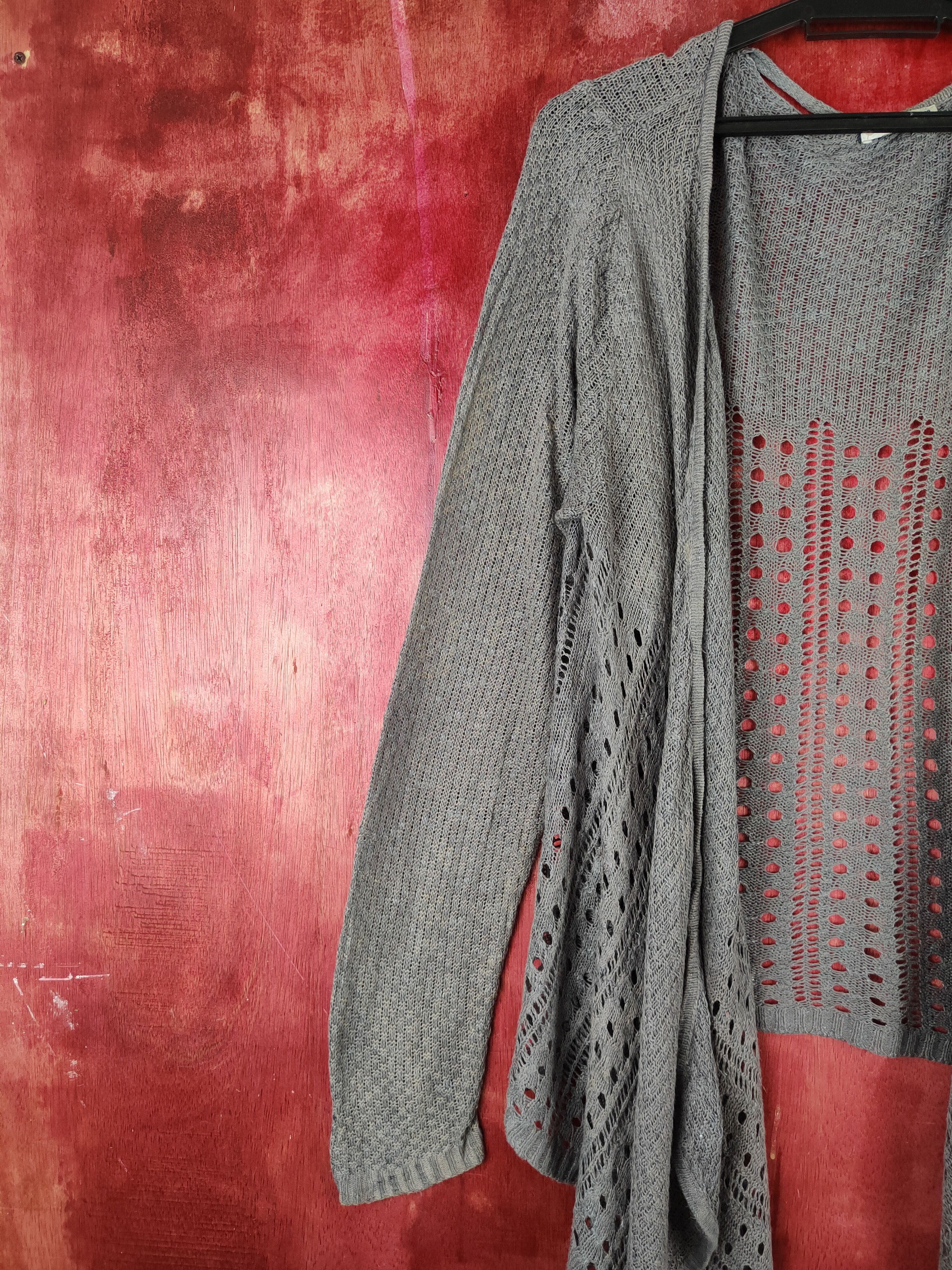 Japanese Brand Japanese Brand Dark Gray Crochet Meshnet Cardigan #S1006 Size L / US 10 / IT 46 - 5 Thumbnail