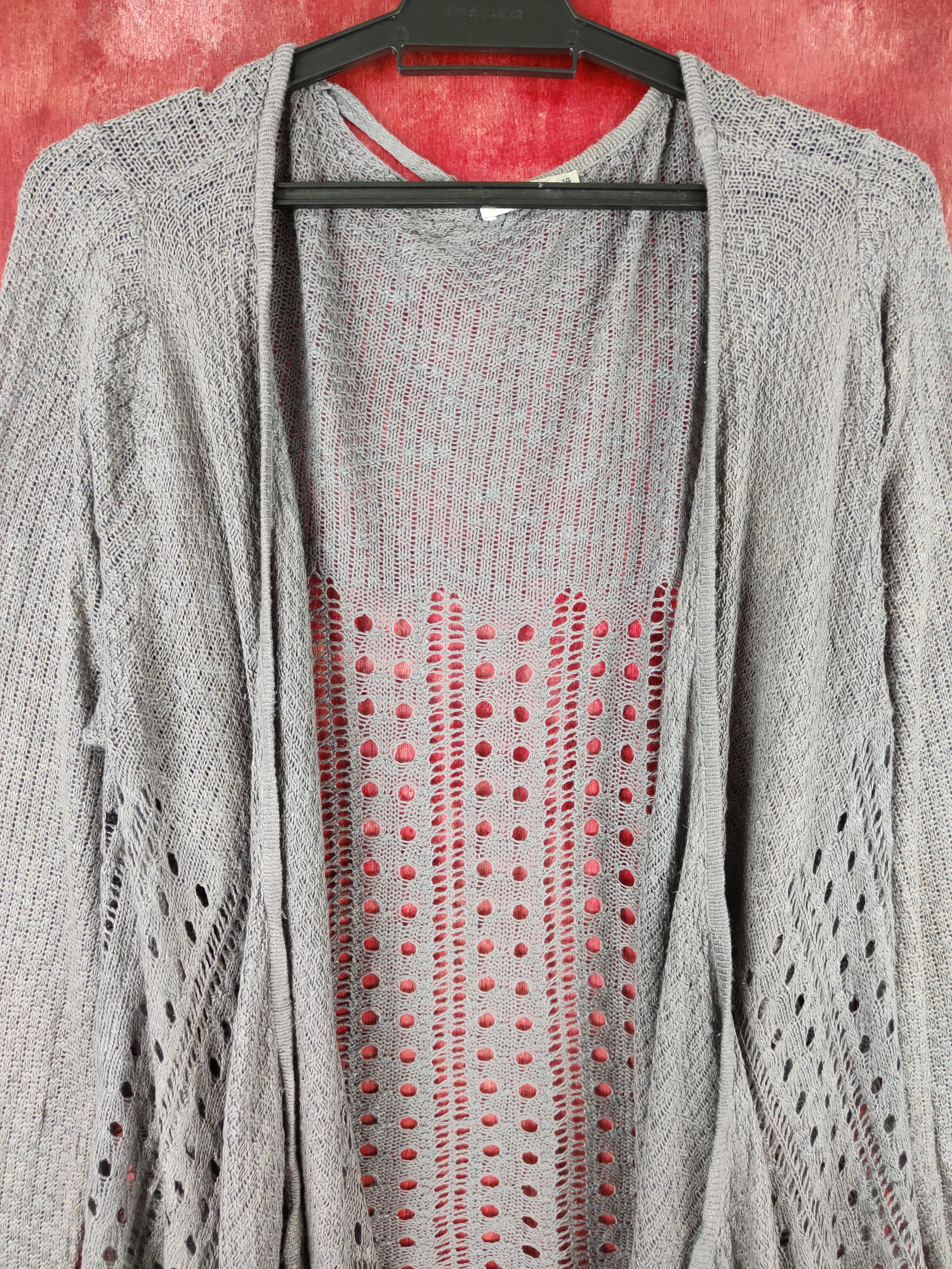 Japanese Brand Japanese Brand Dark Gray Crochet Meshnet Cardigan #S1006 Size L / US 10 / IT 46 - 2 Thumbnail