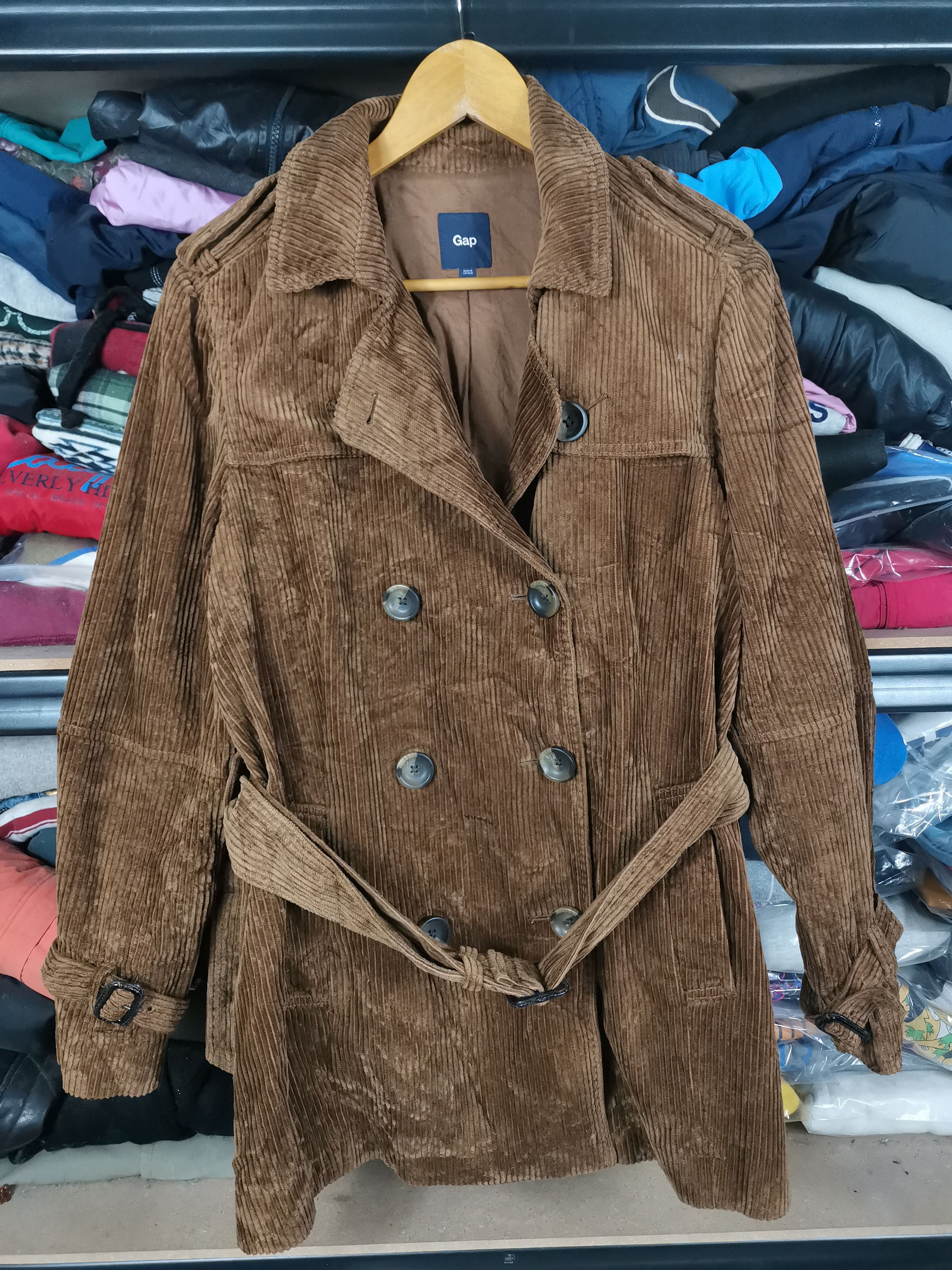 image of Archival Clothing x Gap Vintage Gap Corduroy Trench Coats Jacket Brown, Men's (Size Large)