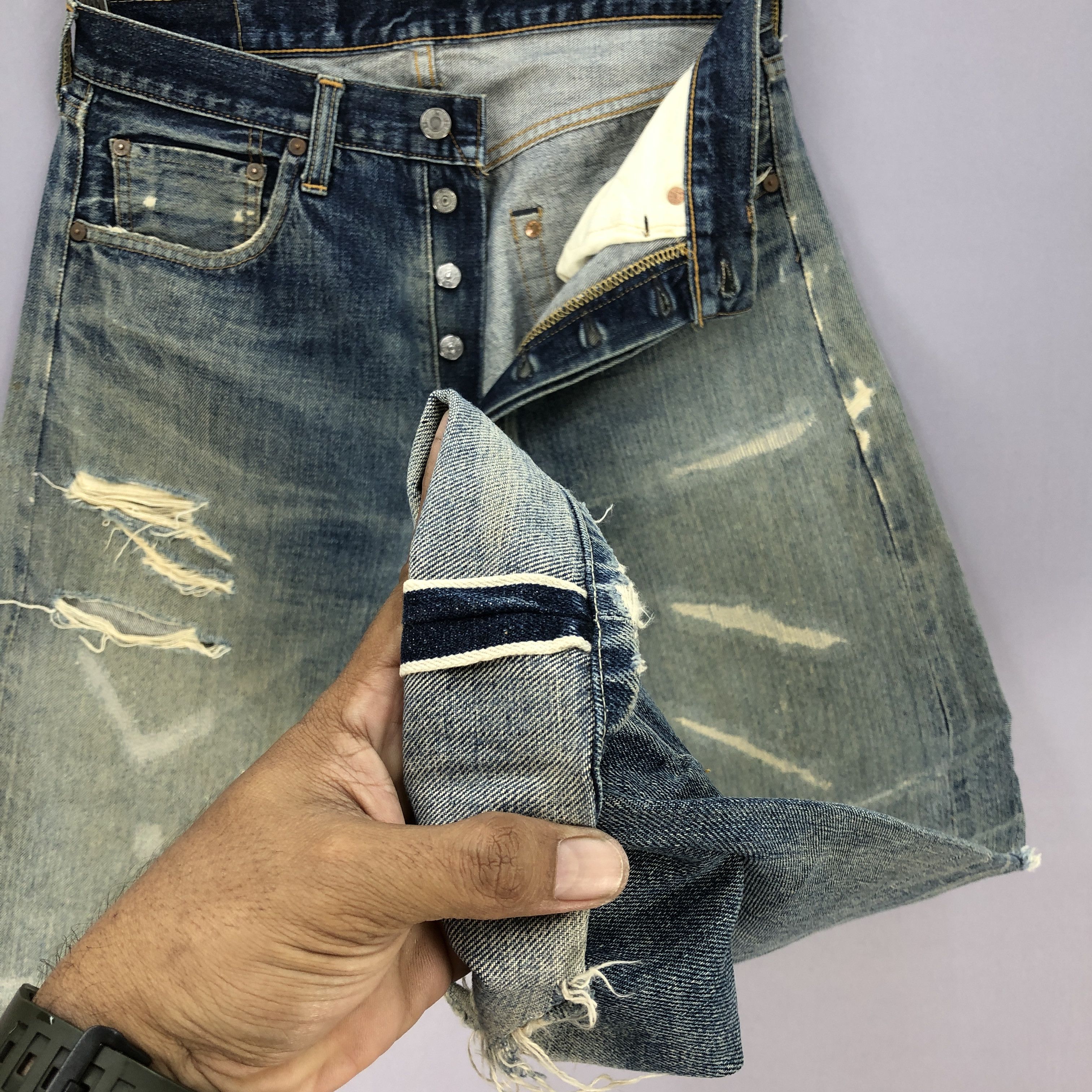 Levi's Vintage 80s Levi's 501xx Selvedge Distressed Jeans Denim Size US 30 / EU 46 - 9 Thumbnail