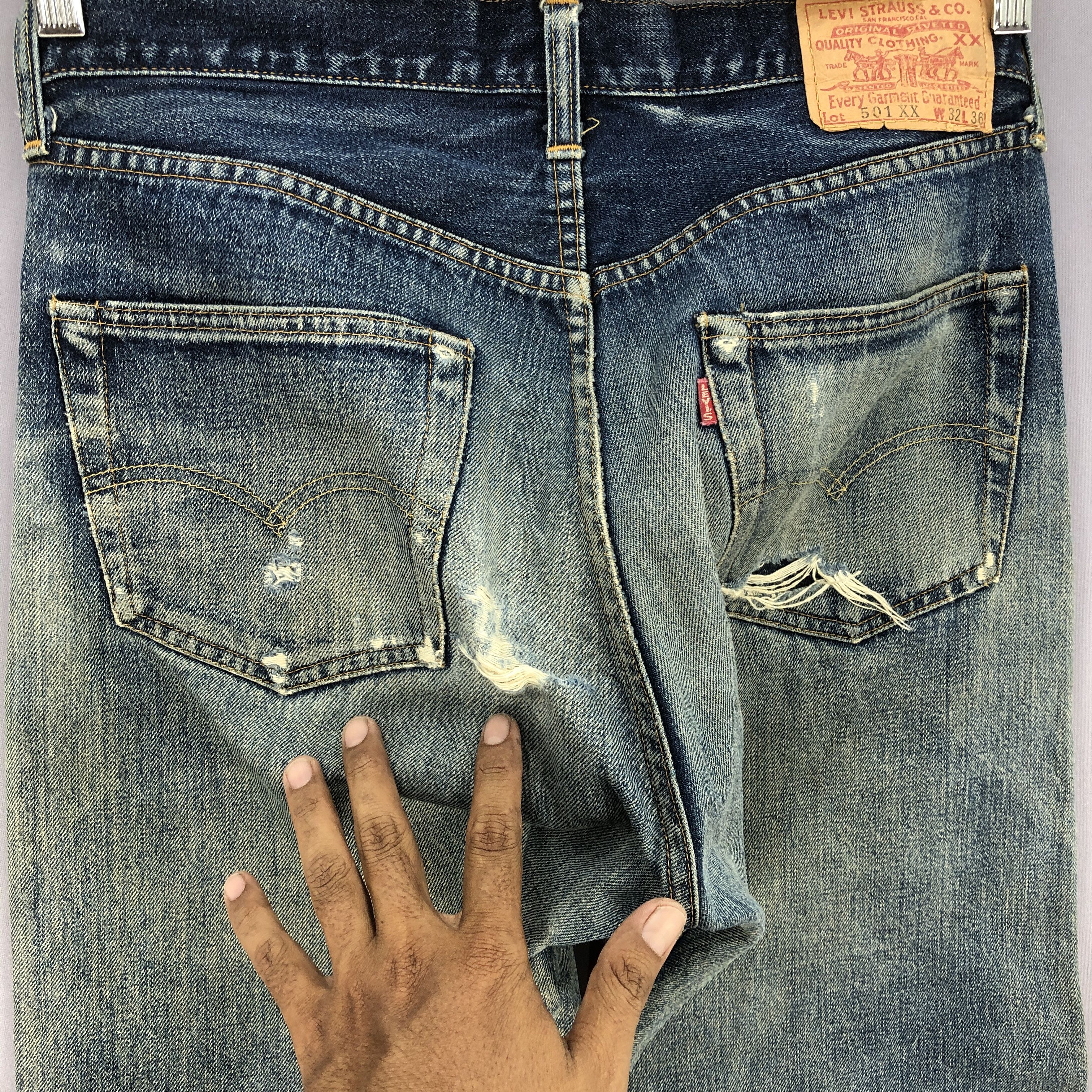 Levi's Vintage 80s Levi's 501xx Selvedge Distressed Jeans Denim Size US 30 / EU 46 - 6 Thumbnail