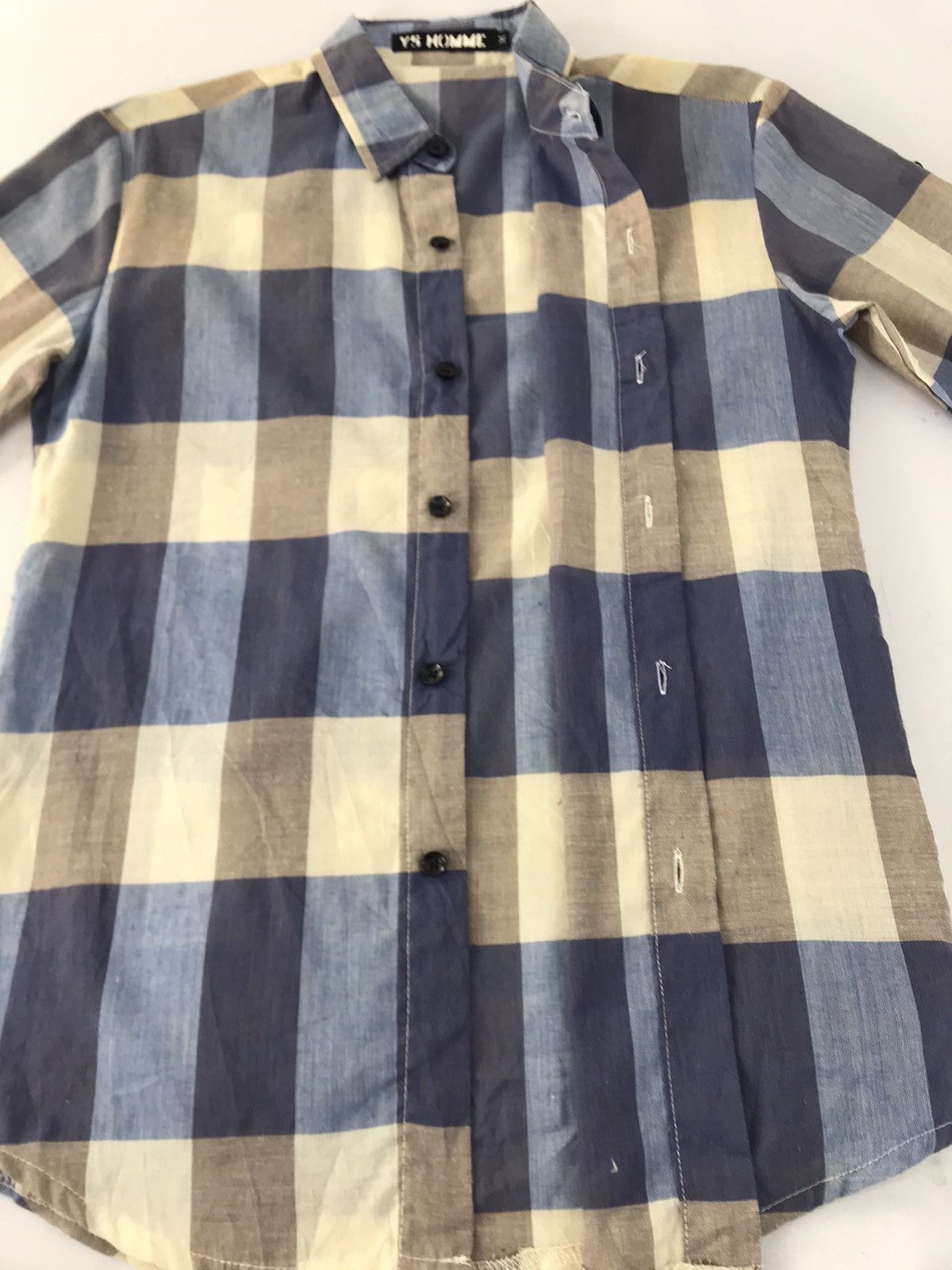 Japanese Brand YS Homme Yohji Yamamoto Flannel Shirt Rare Plaid Check Size S / US 4 / IT 40 - 3 Thumbnail