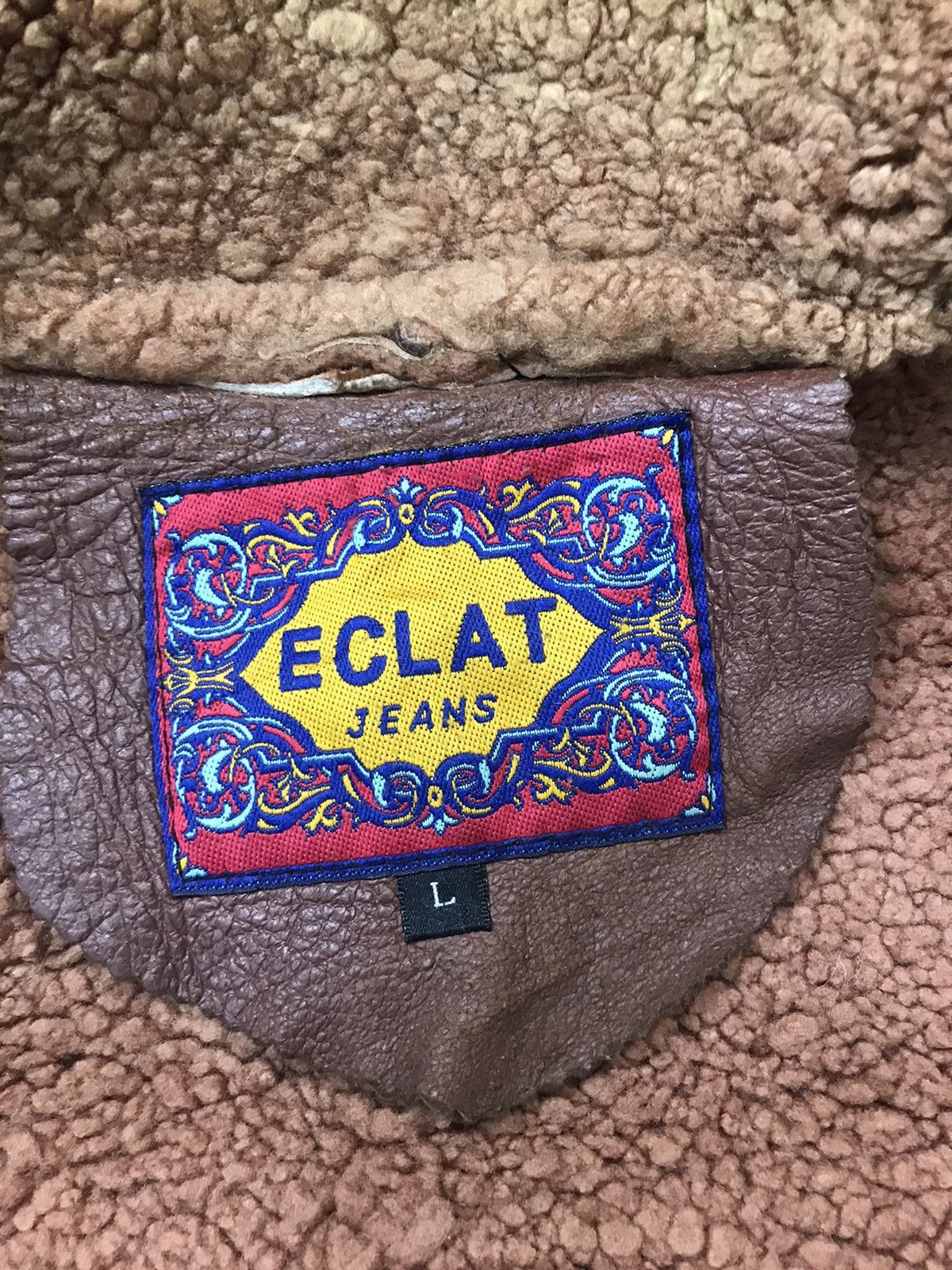 Genuine Leather × Japanese Brand × Vintage 80s 90s Eclat Jeans Classic Leather Bomber Sherpa Inner Size US L / EU 52-54 / 3 - 7 Thumbnail
