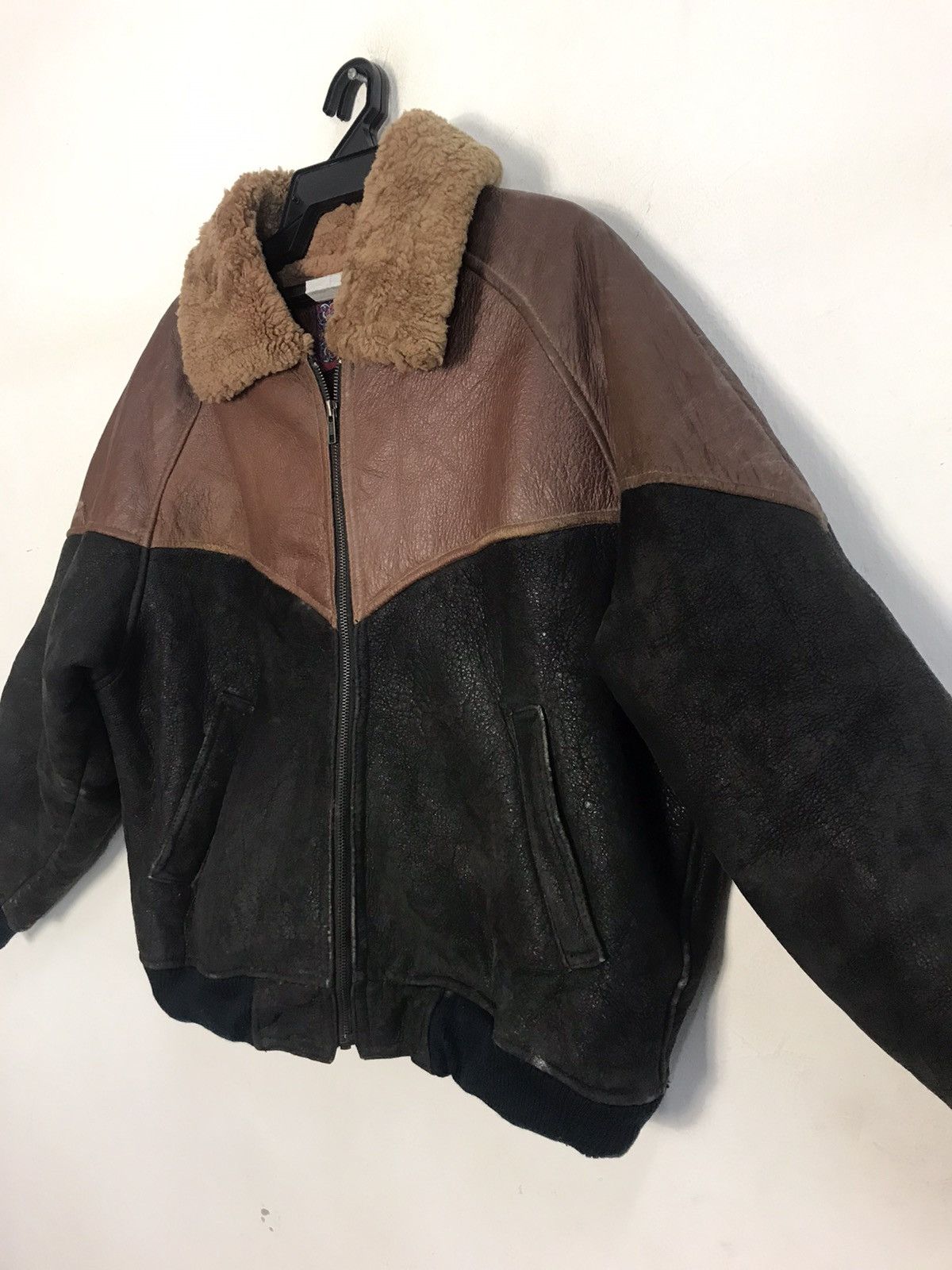 Genuine Leather × Japanese Brand × Vintage 80s 90s Eclat Jeans Classic Leather Bomber Sherpa Inner Size US L / EU 52-54 / 3 - 3 Thumbnail