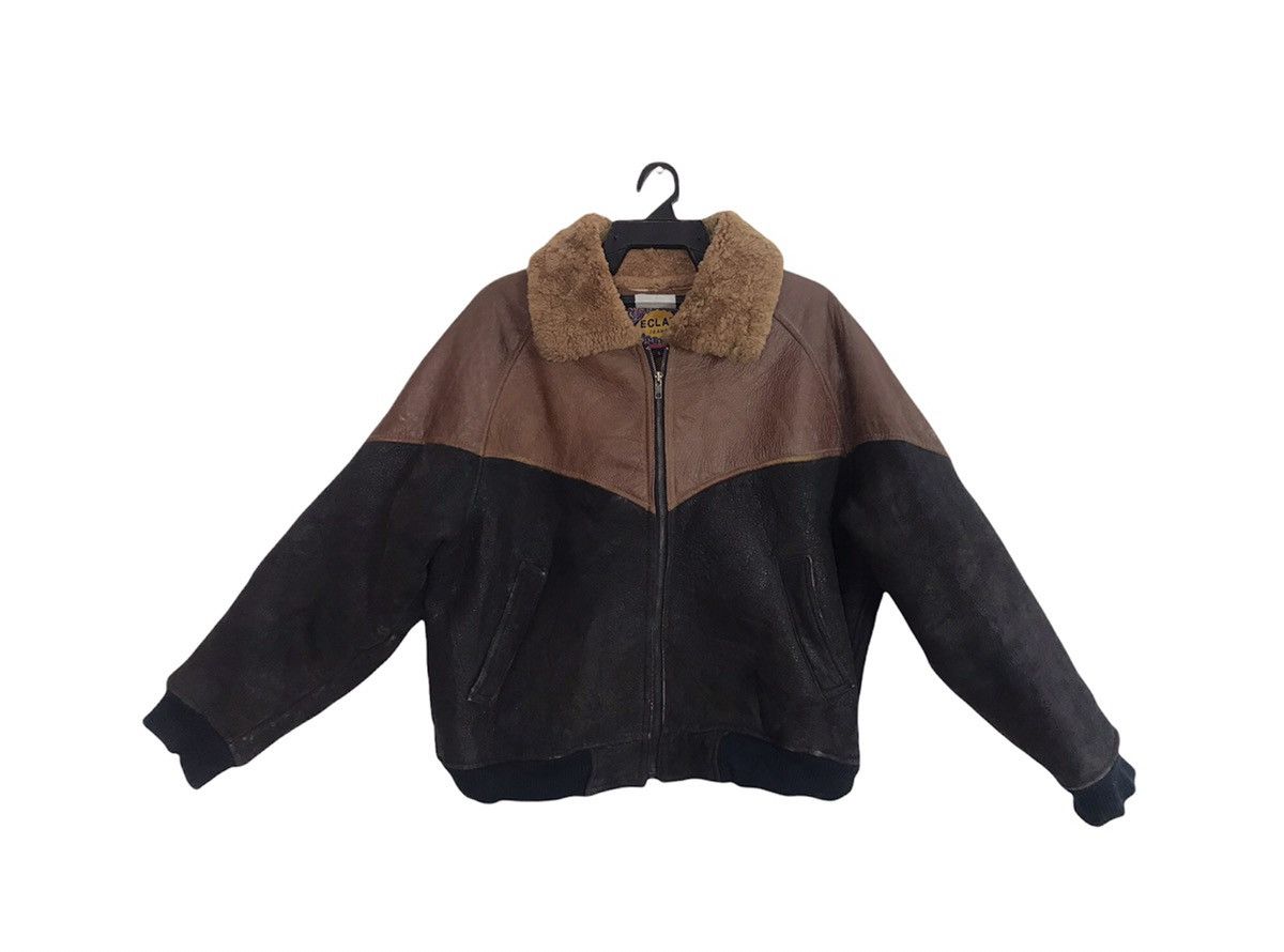 Genuine Leather × Japanese Brand × Vintage 80s 90s Eclat Jeans Classic Leather Bomber Sherpa Inner Size US L / EU 52-54 / 3 - 2 Thumbnail