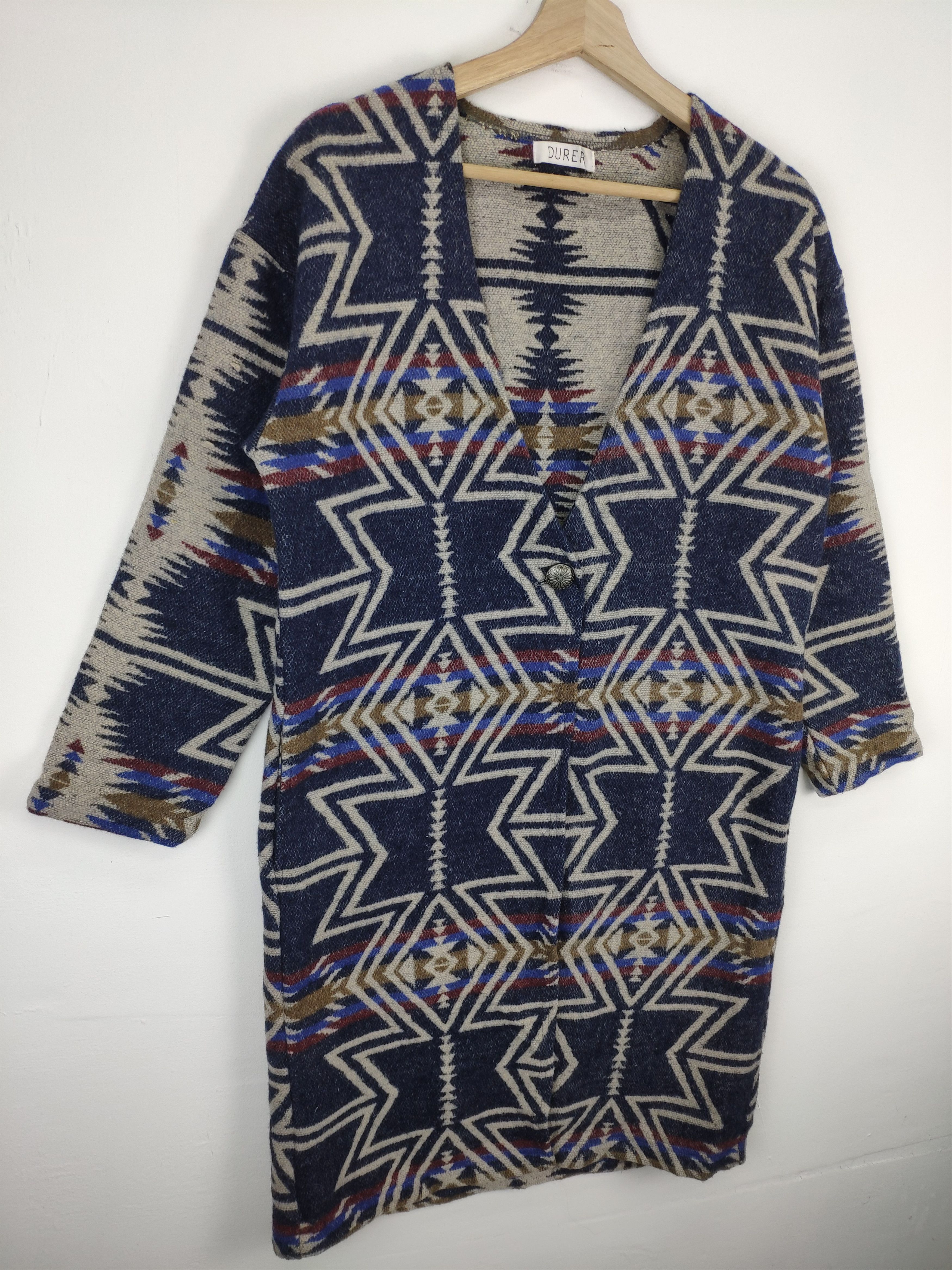 Japanese Brand Vintage Wool Knit Cardigan Navajo Native Durer Size M / US 6-8 / IT 42-44 - 3 Thumbnail