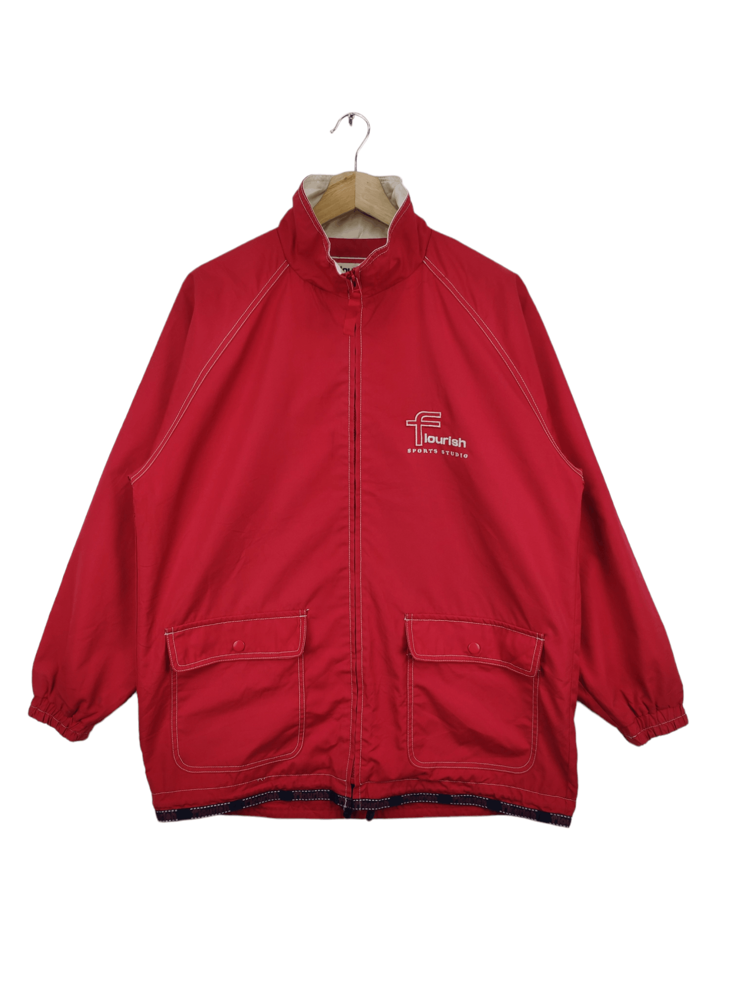 image of Archival Clothing x Vintage Flourish Sports Studio Windbreaker Jacket in Red, Men's (Size Medium)