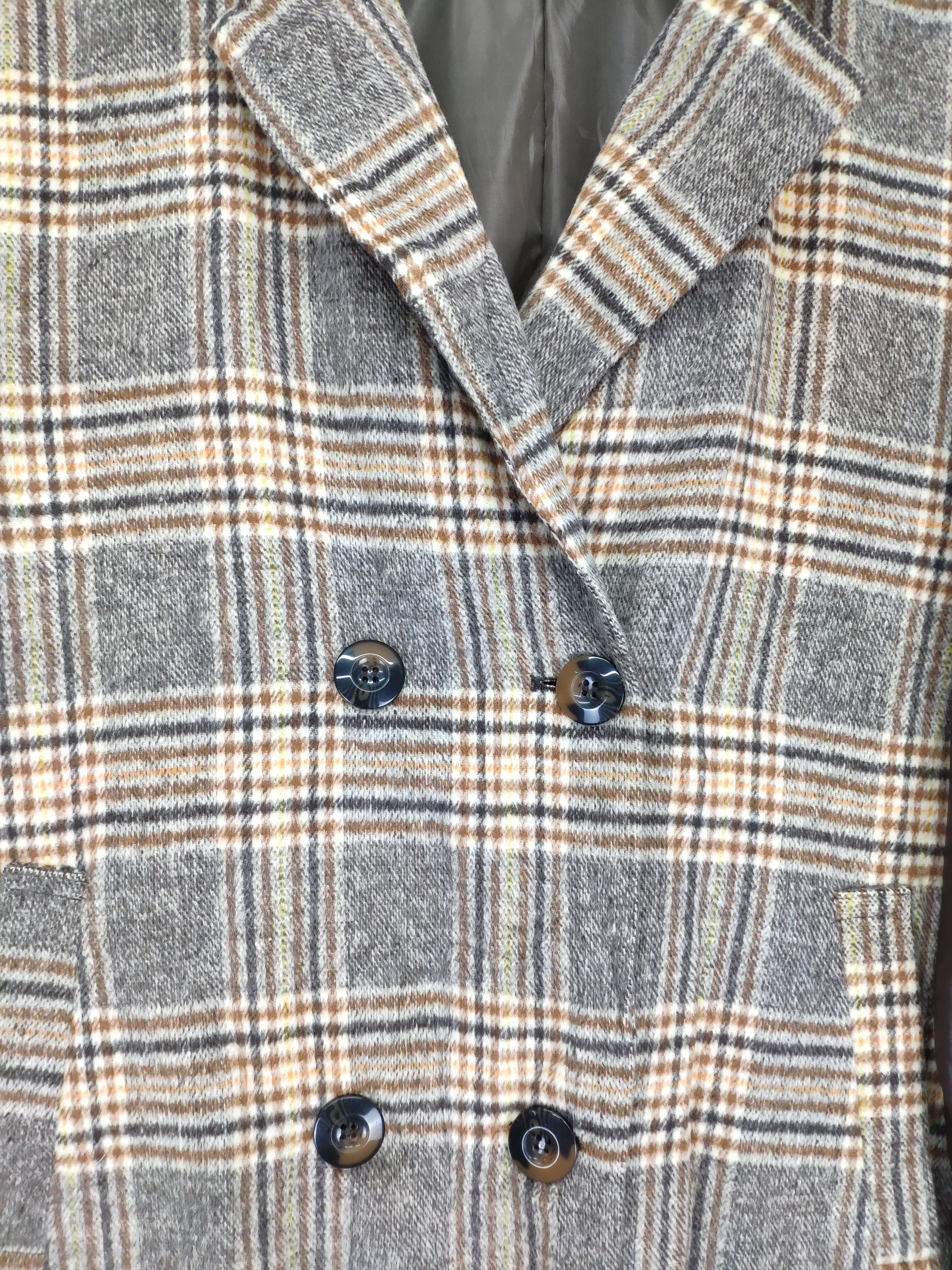 Japanese Brand × Vintage AW20 Vintage Wool Jacket Long Checkered Sleeve Leather Size L / US 10 / IT 46 - 10 Thumbnail