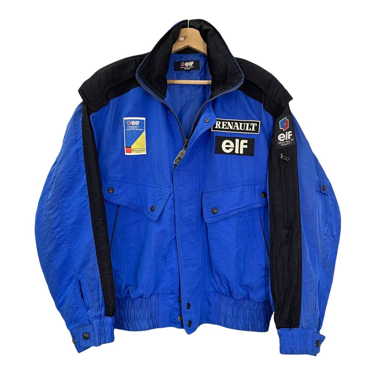 image of 90's Elf Grand Prix De Formula 1 France Racing Jacket in Blue, Men's (Size Medium)