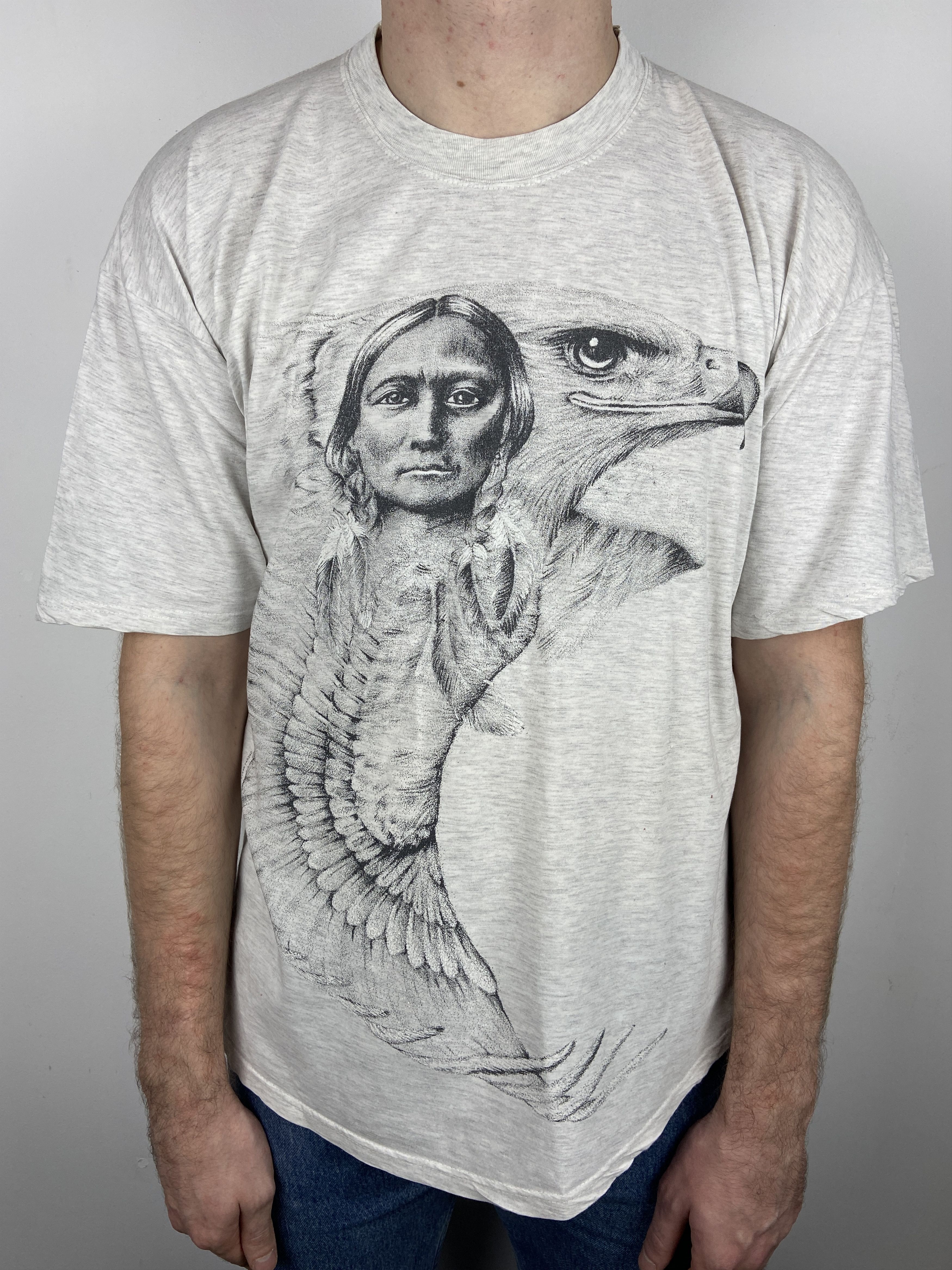 Harley Davidson 90s Vintage Eagle And Indian Graphic T Shirt Size US L / EU 52-54 / 3 - 2 Thumbnail
