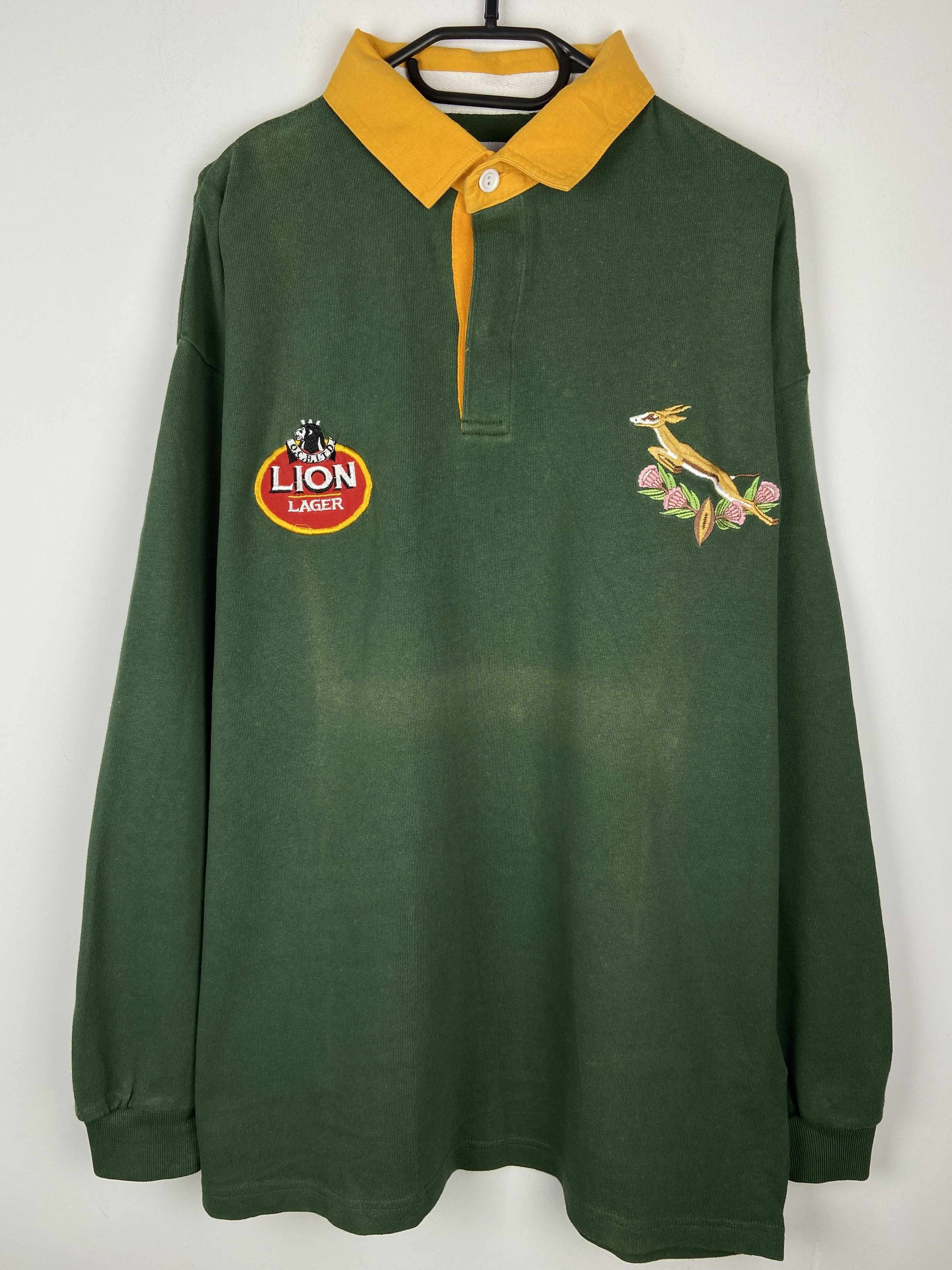 image of Vintage 1992 South Africa Rugby Union Jersey Cotton Traders in Green, Men's (Size XL)