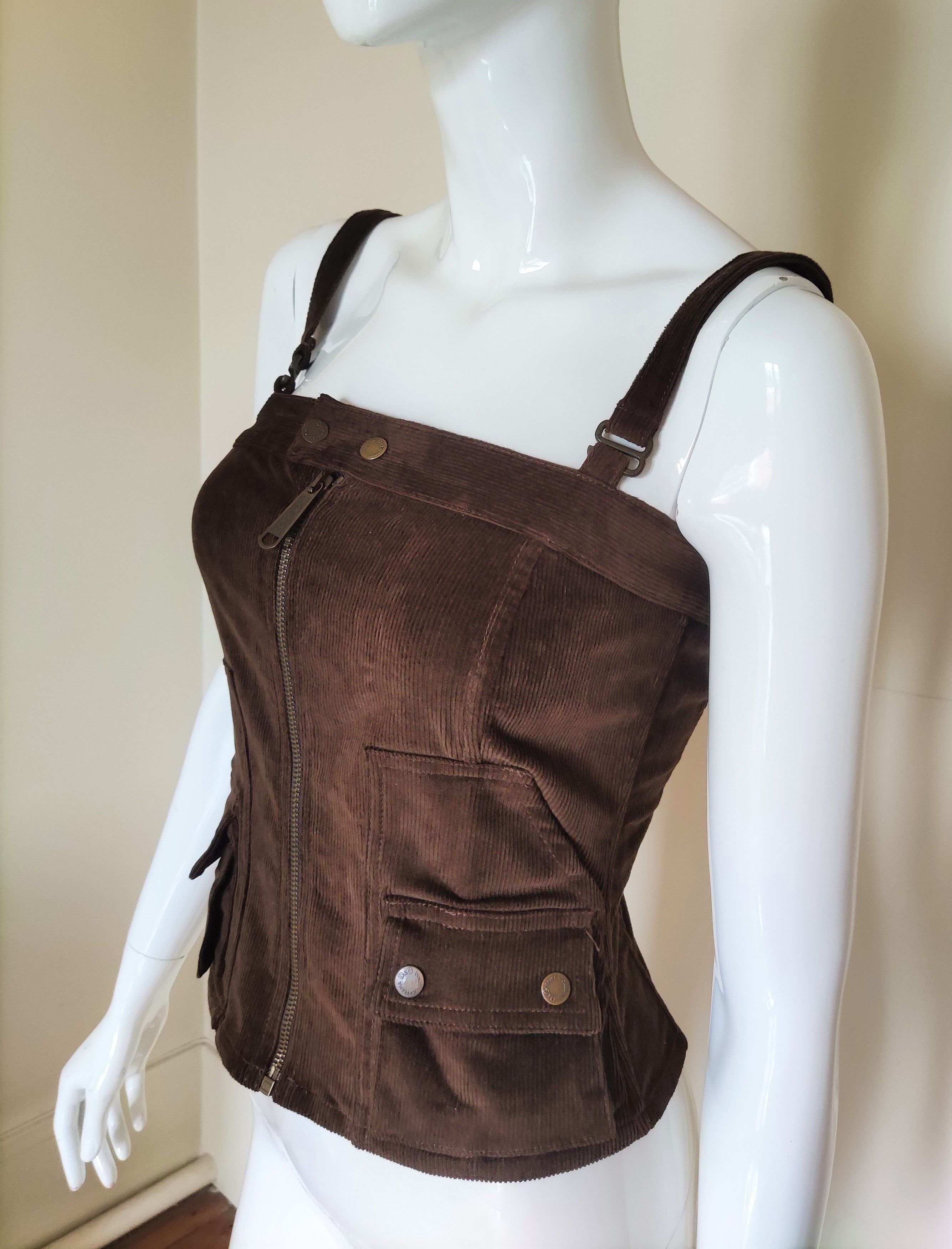 Dolce & Gabbana D&G Dolce and Gabbana Corduroy Cord Bustier Cargo Top Corset Size XS / US 0-2 / IT 36-38 - 7 Thumbnail