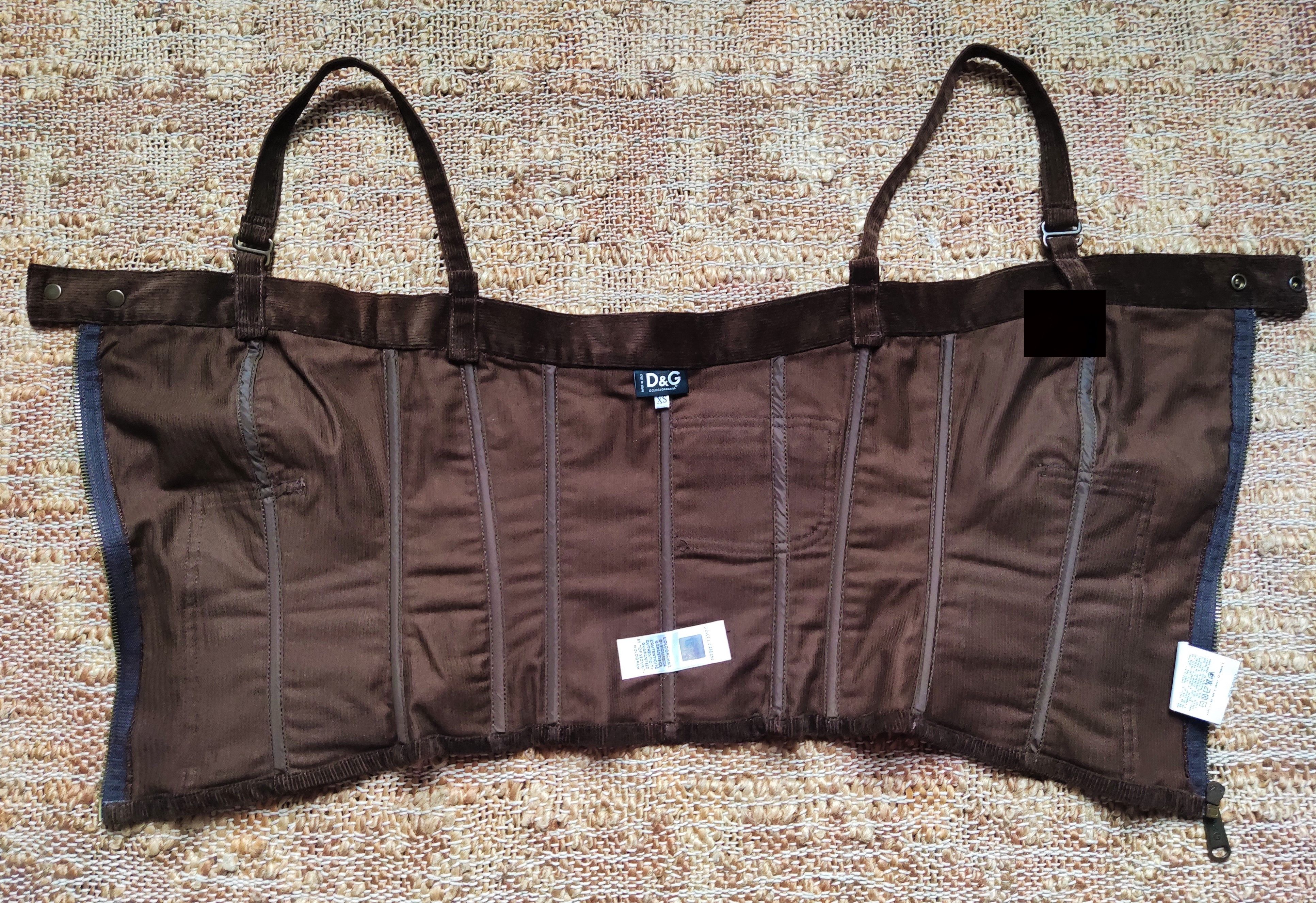 Dolce & Gabbana D&G Dolce and Gabbana Corduroy Cord Bustier Cargo Top Corset Size XS / US 0-2 / IT 36-38 - 10 Thumbnail