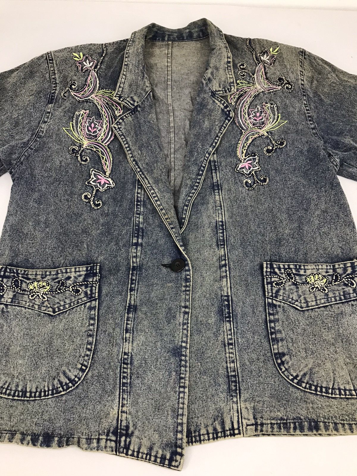 Denime Denim Jacket Coat Style Trucker Embroidery Floral Logo Size US M / EU 48-50 / 2 - 2 Thumbnail