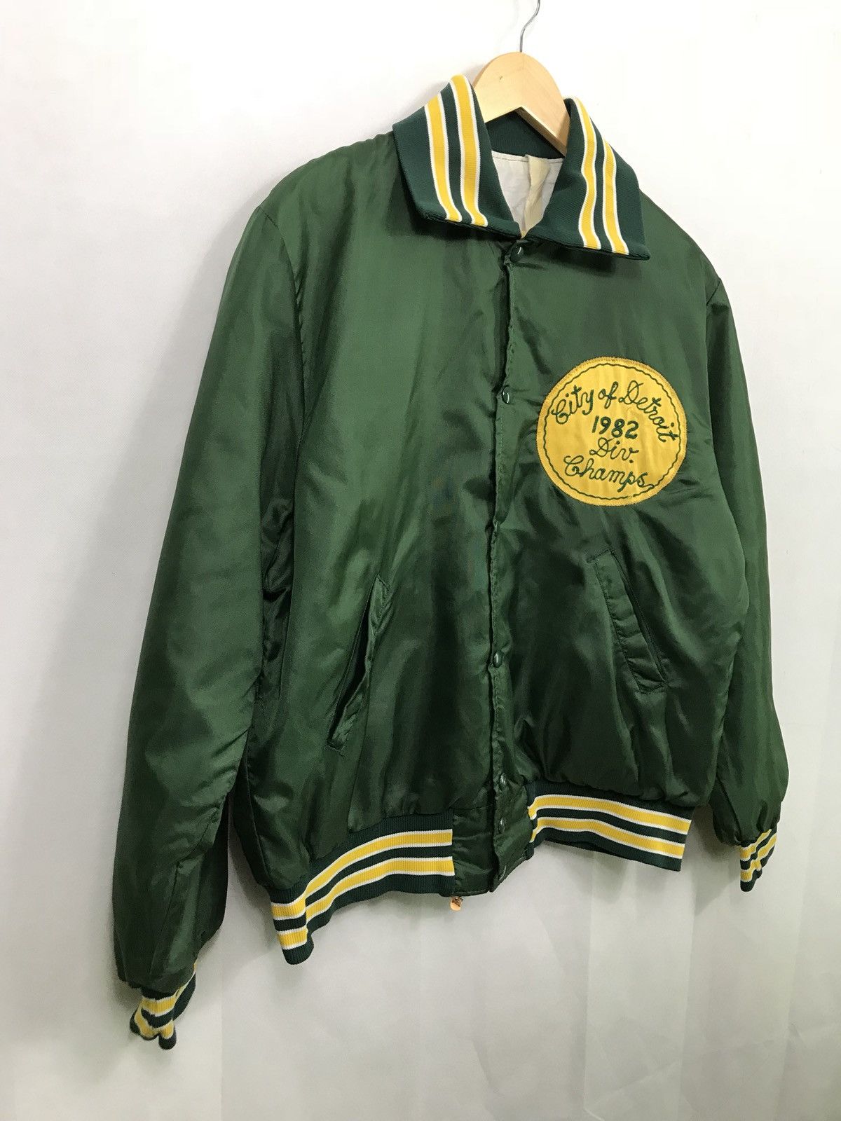 Vintage City Of Detroit Champs Snap Button Satin Jacket