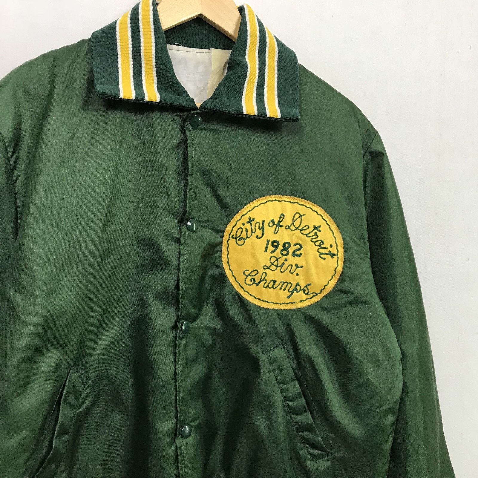 Vintage City Of Detroit Champs Snap Button Satin Jacket