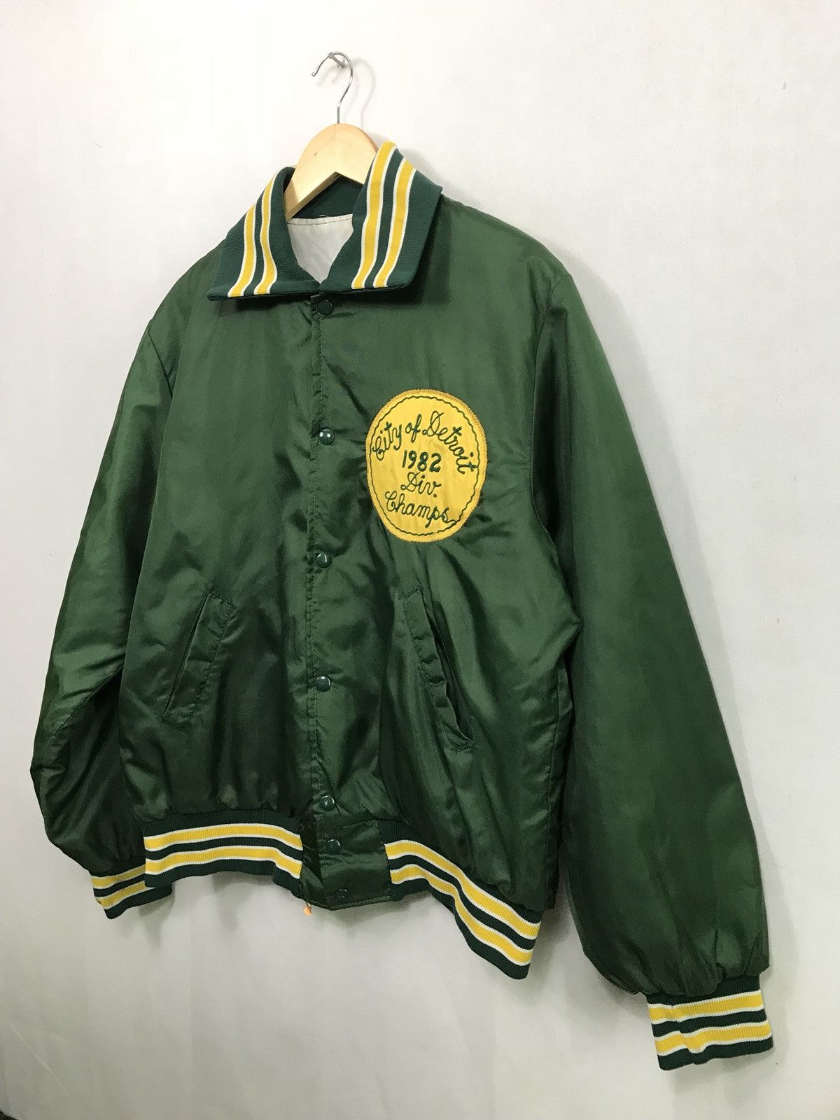 Vintage City Of Detroit Champs Snap Button Satin Jacket