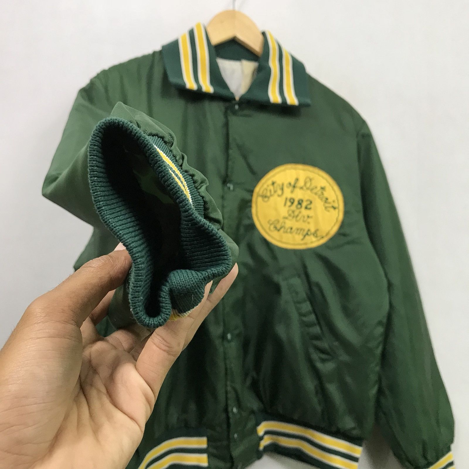 Vintage City Of Detroit Champs Snap Button Satin Jacket