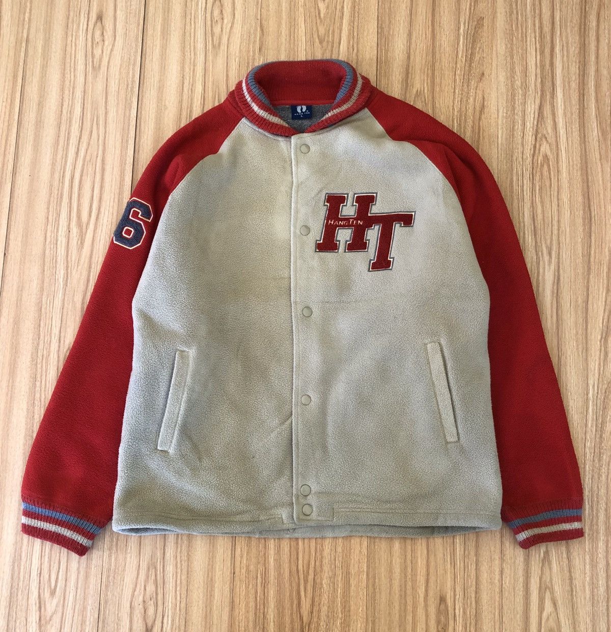 Hang Ten 🔥HANG TEN FLEECE SHERPA LINED VARSITY BOMBER JACKET Size US L / EU 52-54 / 3 - 2 Thumbnail
