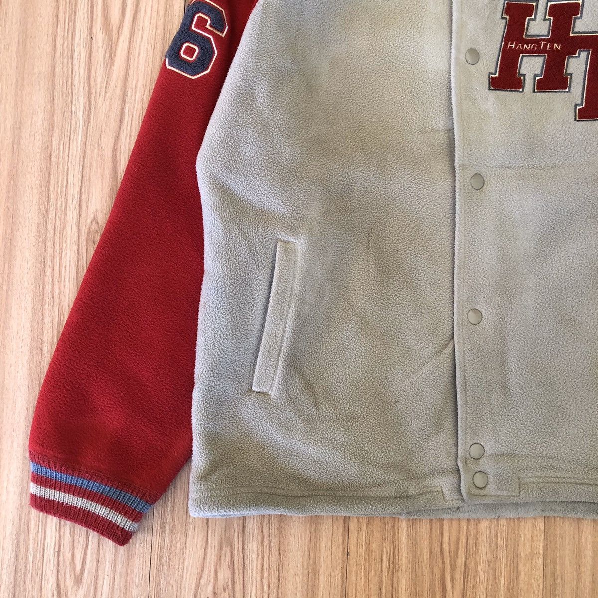 Hang Ten 🔥HANG TEN FLEECE SHERPA LINED VARSITY BOMBER JACKET Size US L / EU 52-54 / 3 - 5 Thumbnail