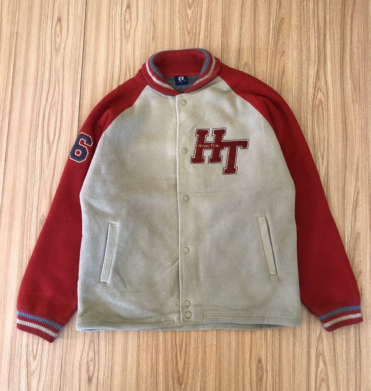 Hang Ten 🔥HANG TEN FLEECE SHERPA LINED VARSITY BOMBER JACKET Size US L / EU 52-54 / 3 - 3 Thumbnail