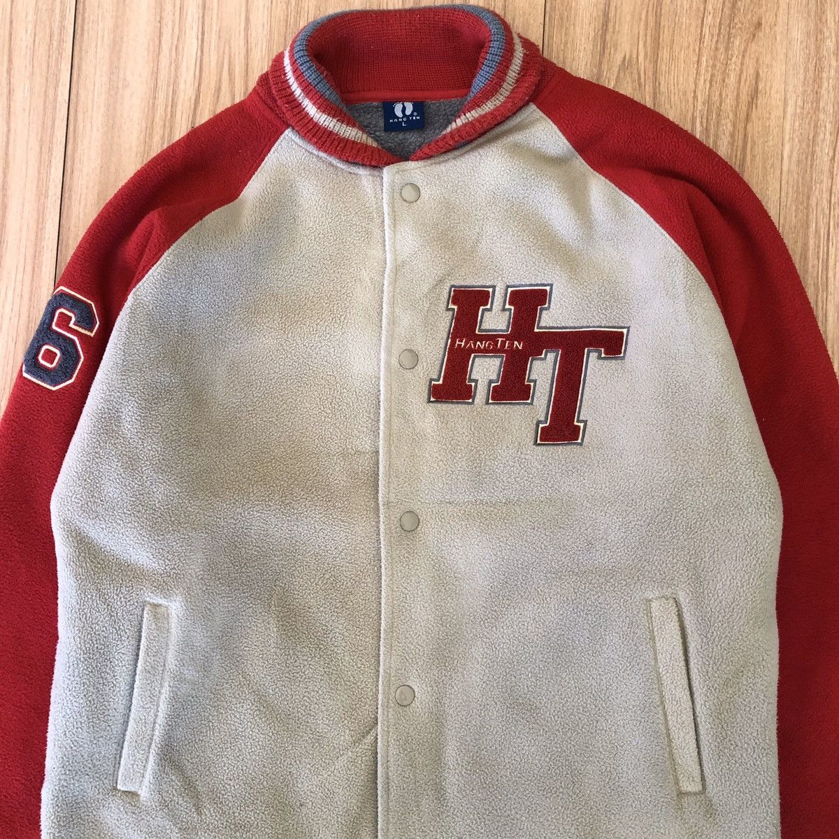 Hang Ten 🔥HANG TEN FLEECE SHERPA LINED VARSITY BOMBER JACKET Size US L / EU 52-54 / 3 - 6 Thumbnail