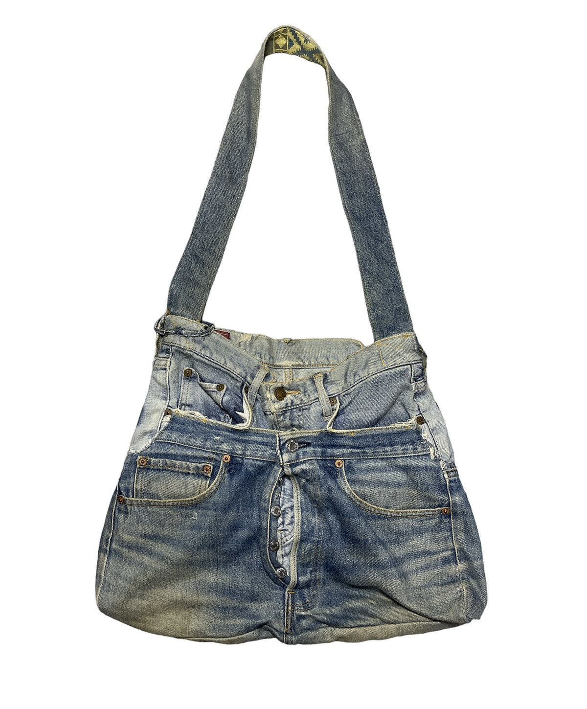 Custom Distressed Denim Handmade Sling Bag