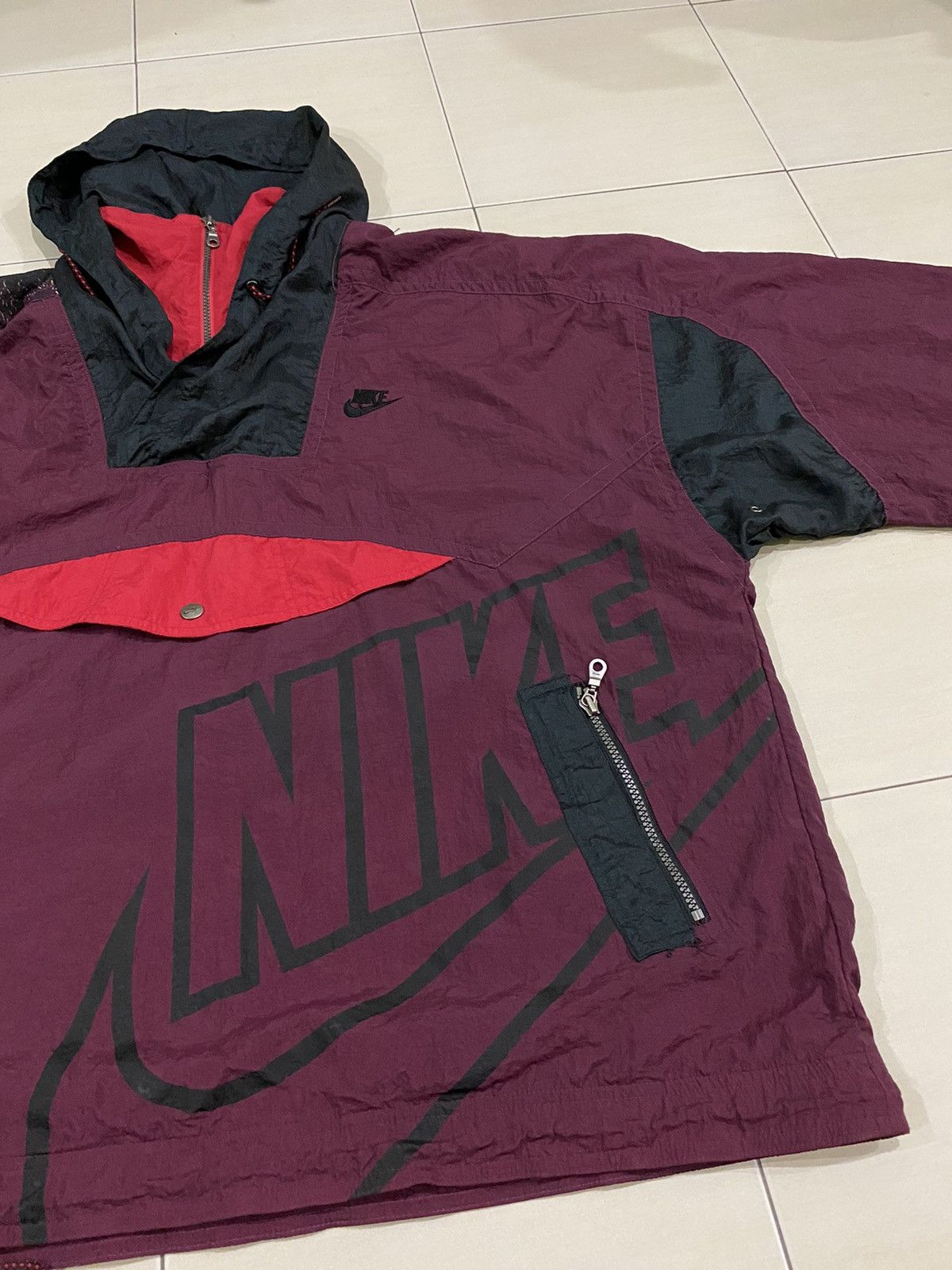 Nike Vintage Nike Hoodie Windbraker big logo swosh jacket Size US XXL / EU 58 / 5 - 10 Thumbnail