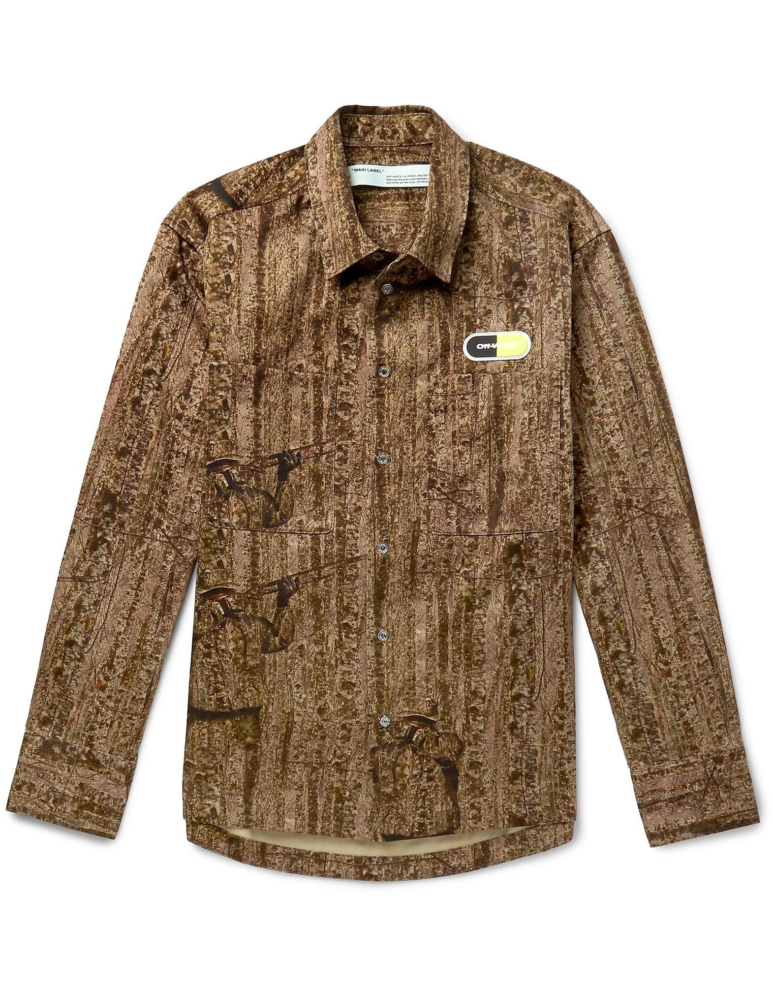 image of Off White Patterned Shirts In Military Green in Miltary Green, Men's (Size Medium)