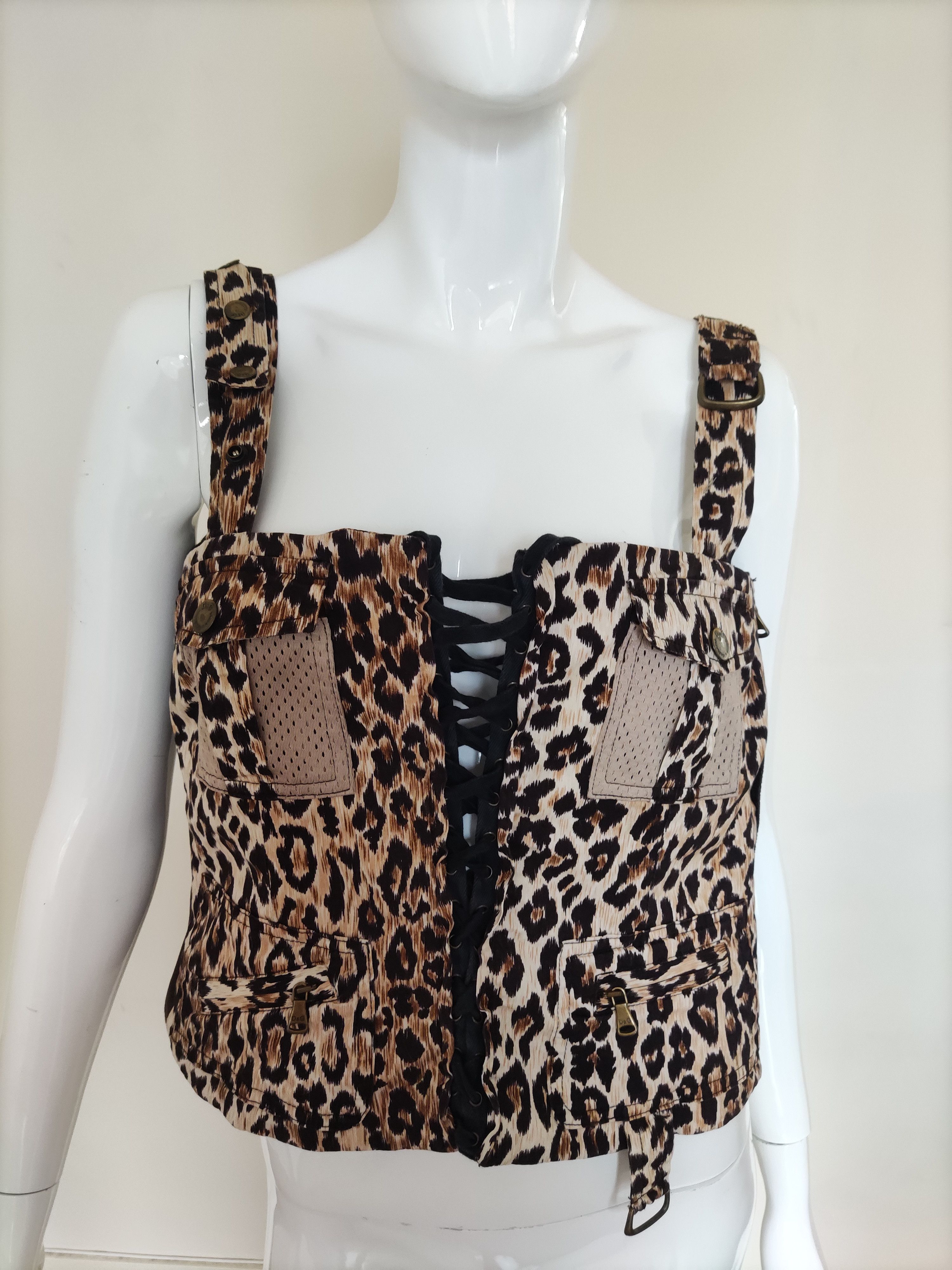 Dolce & Gabbana D&G Dolce and Gabbana Leopard Tiger Bustier Cargo Top Corset Size L / US 10 / IT 46 - 8 Thumbnail
