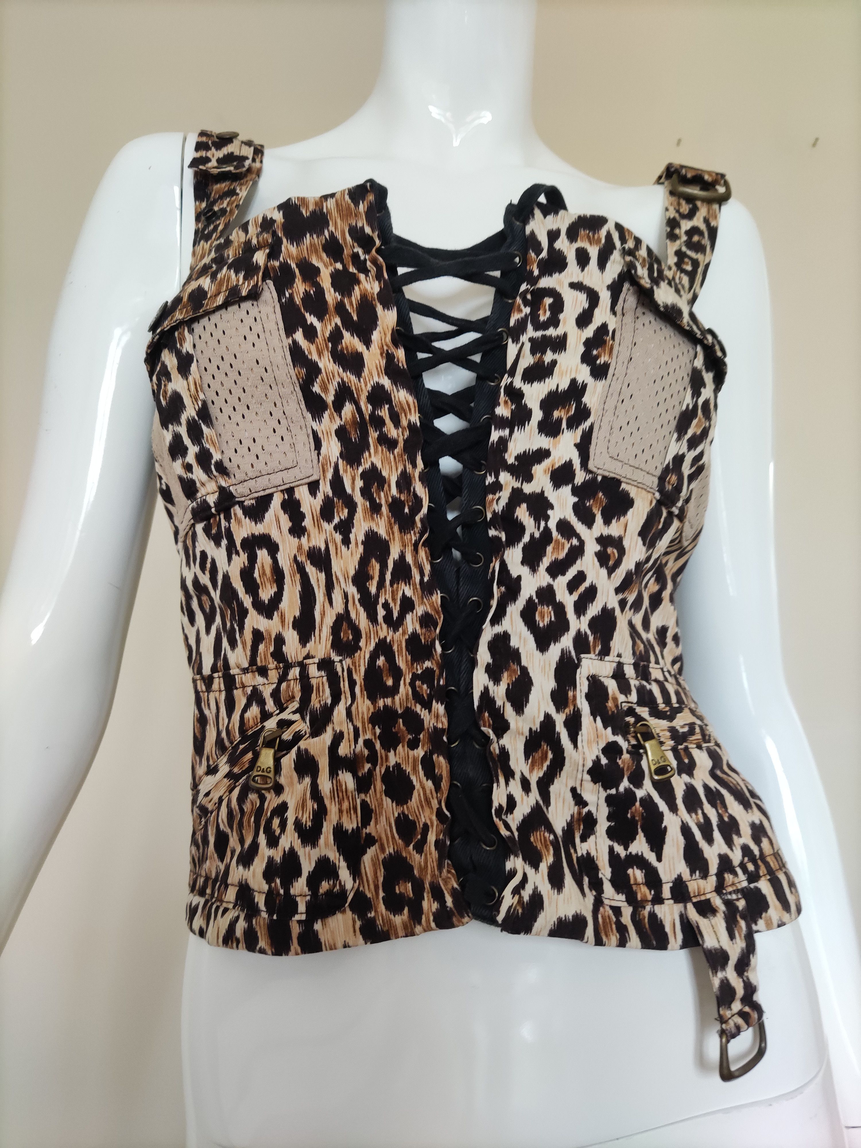 Dolce & Gabbana D&G Dolce and Gabbana Leopard Tiger Bustier Cargo Top Corset Size L / US 10 / IT 46 - 5 Thumbnail