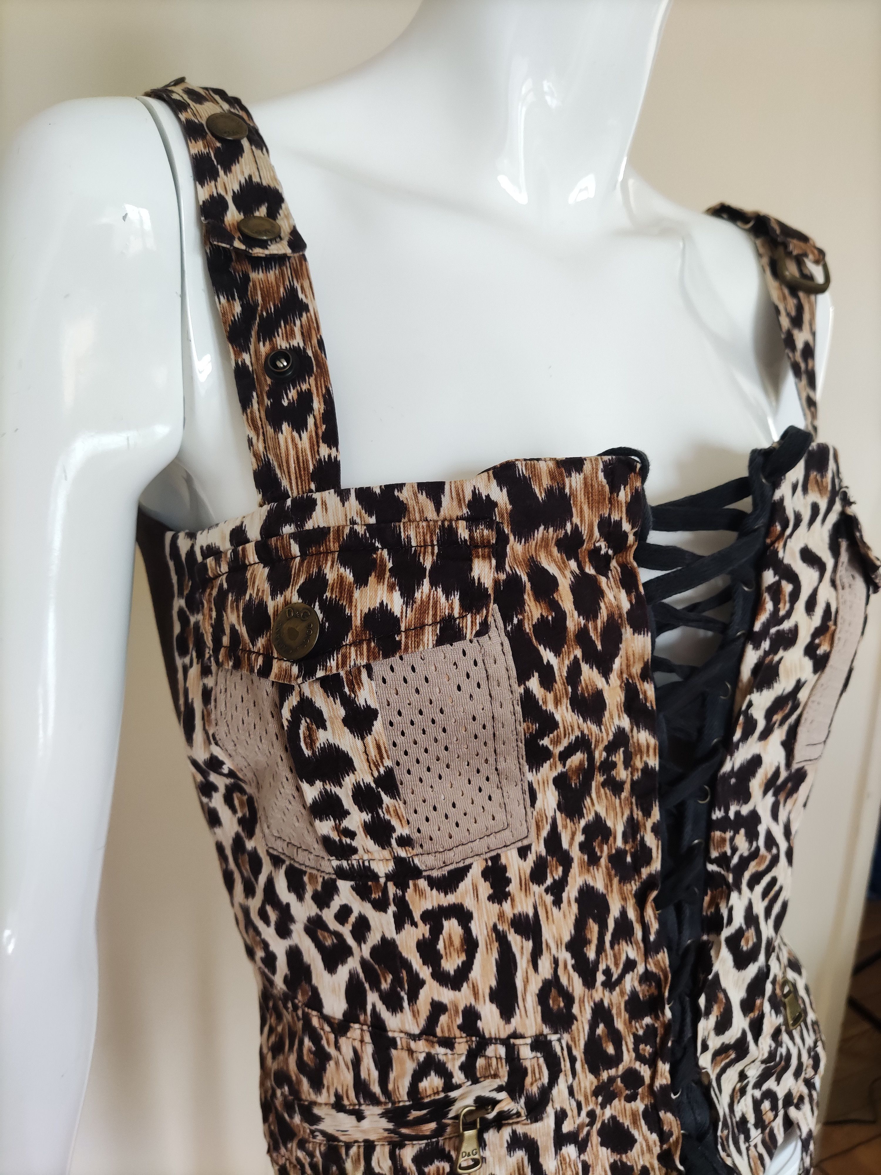 Dolce & Gabbana D&G Dolce and Gabbana Leopard Tiger Bustier Cargo Top Corset Size L / US 10 / IT 46 - 2 Thumbnail