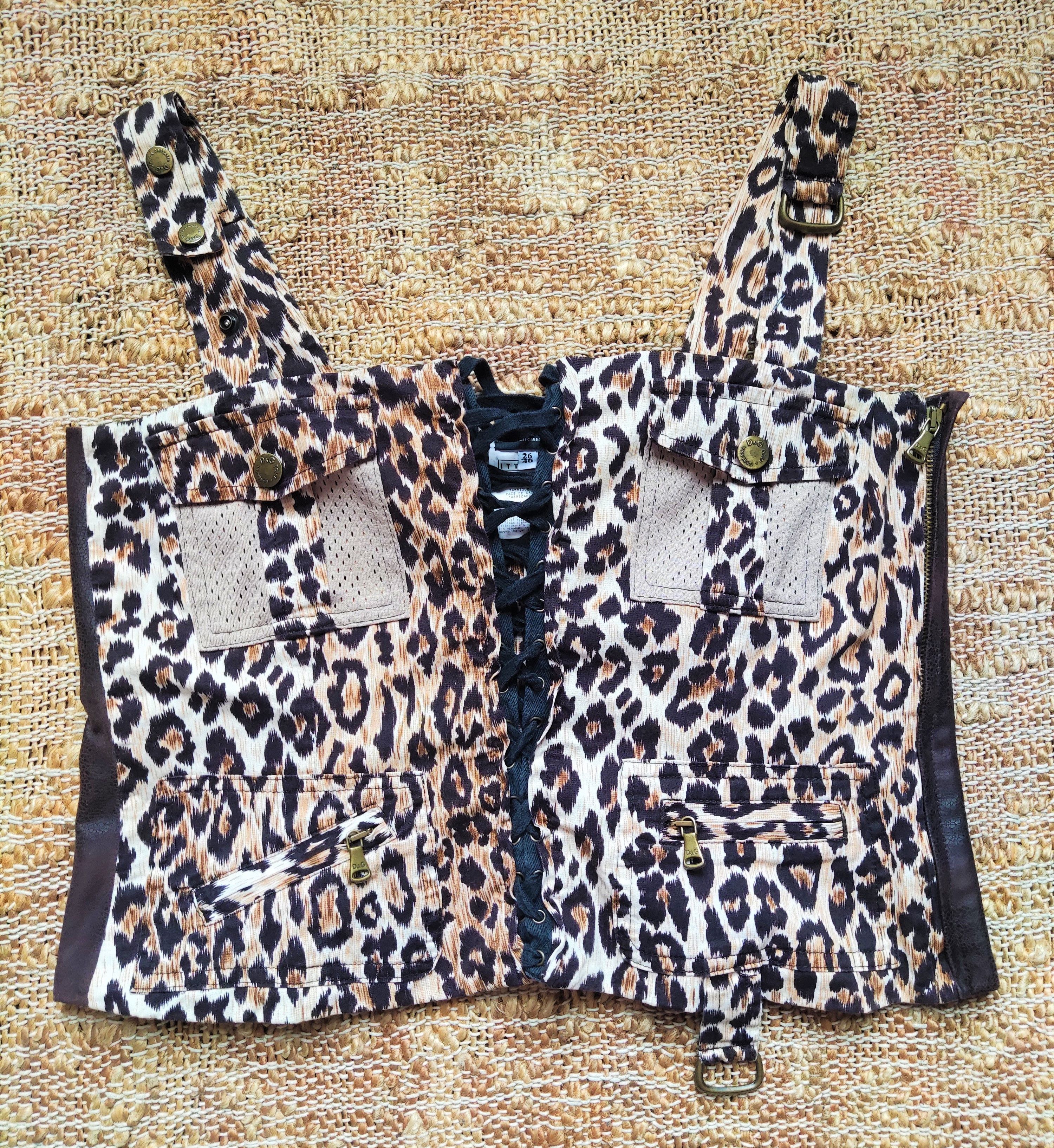 Dolce & Gabbana D&G Dolce and Gabbana Leopard Tiger Bustier Cargo Top Corset Size L / US 10 / IT 46 - 13 Thumbnail